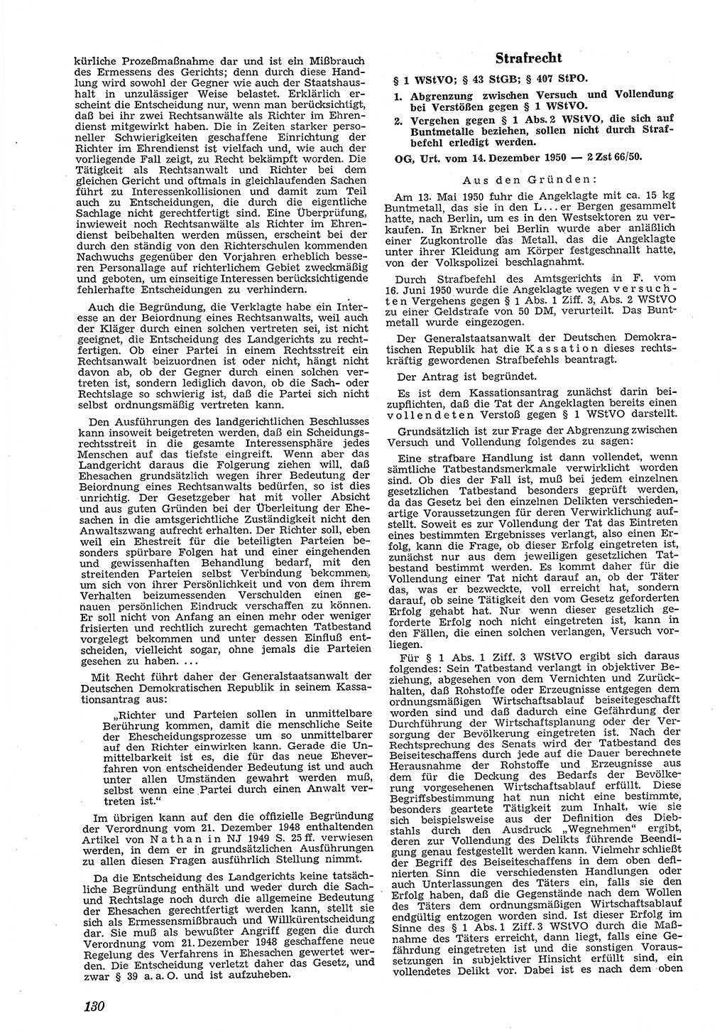 Neue Justiz (NJ), Zeitschrift für Recht und Rechtswissenschaft [Deutsche Demokratische Republik (DDR)], 5. Jahrgang 1951, Seite 130 (NJ DDR 1951, S. 130)