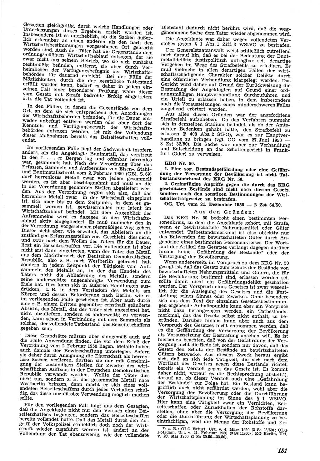 Neue Justiz (NJ), Zeitschrift für Recht und Rechtswissenschaft [Deutsche Demokratische Republik (DDR)], 5. Jahrgang 1951, Seite 131 (NJ DDR 1951, S. 131)