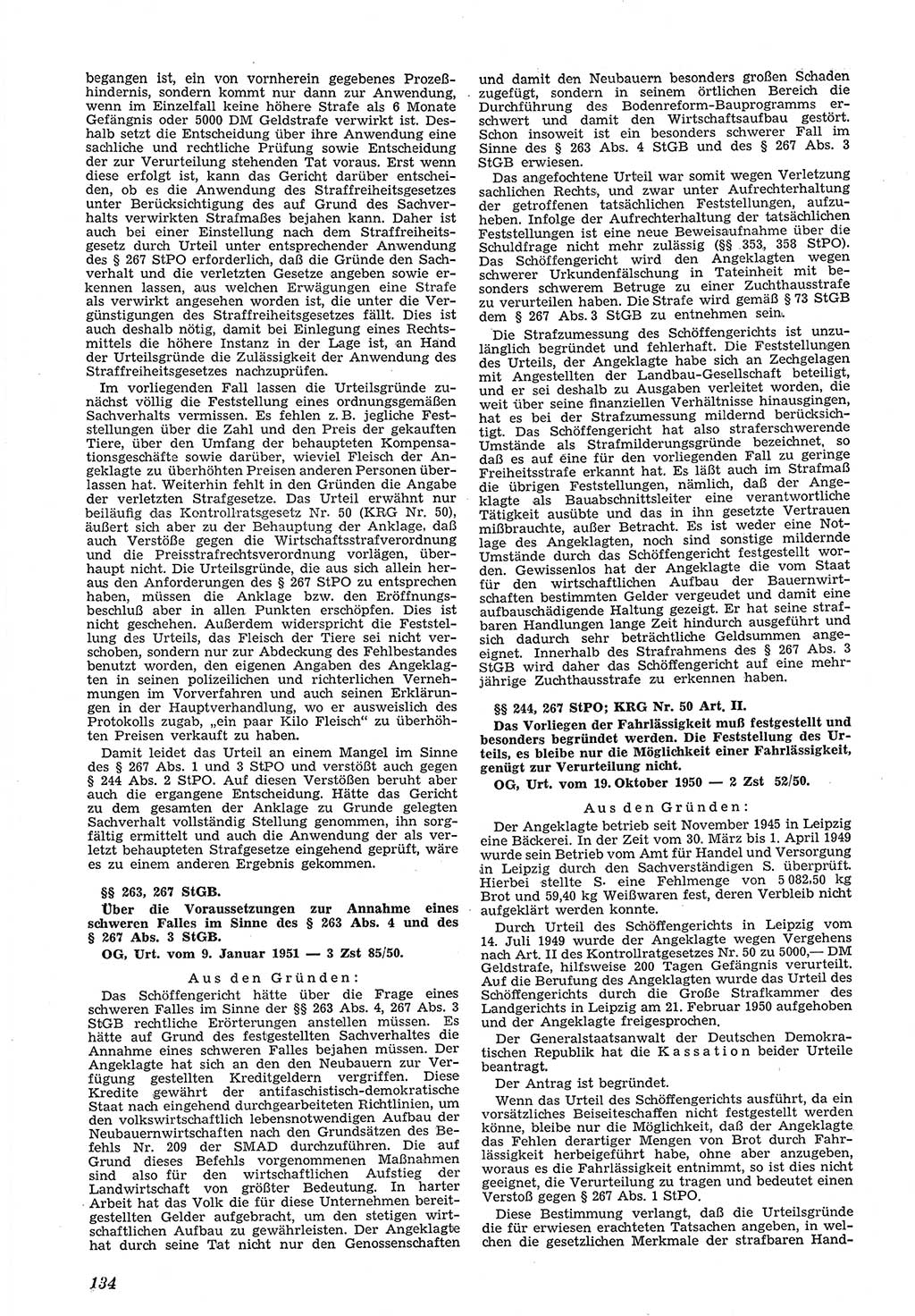 Neue Justiz (NJ), Zeitschrift für Recht und Rechtswissenschaft [Deutsche Demokratische Republik (DDR)], 5. Jahrgang 1951, Seite 134 (NJ DDR 1951, S. 134)