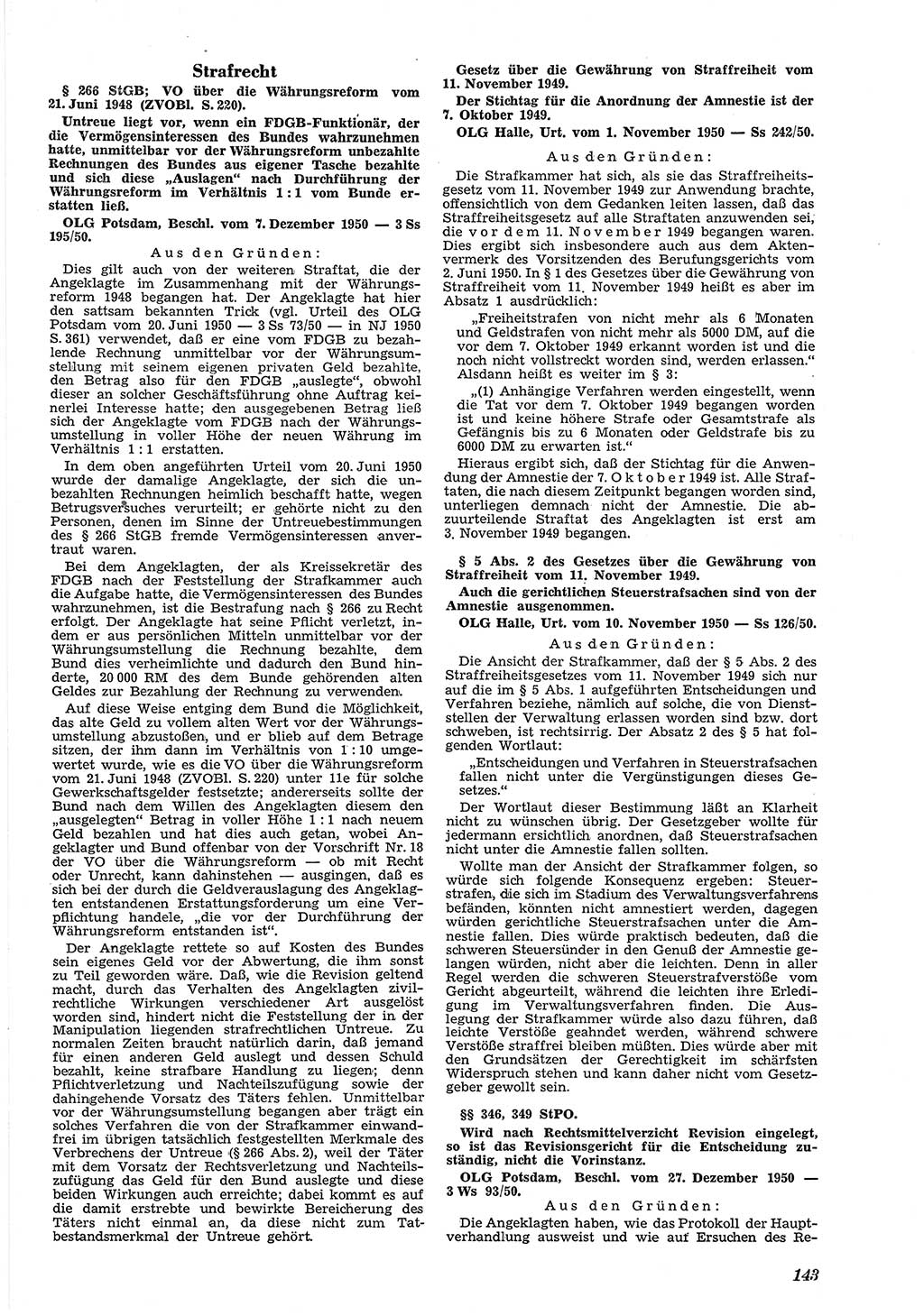 Neue Justiz (NJ), Zeitschrift für Recht und Rechtswissenschaft [Deutsche Demokratische Republik (DDR)], 5. Jahrgang 1951, Seite 143 (NJ DDR 1951, S. 143)