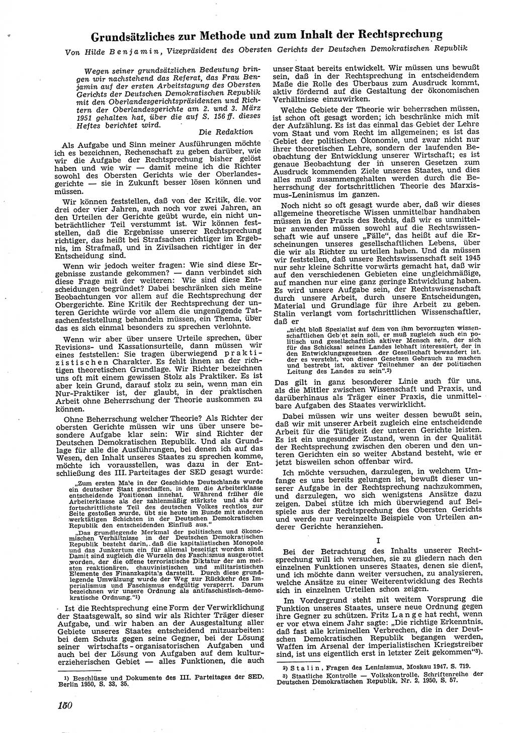 Neue Justiz (NJ), Zeitschrift für Recht und Rechtswissenschaft [Deutsche Demokratische Republik (DDR)], 5. Jahrgang 1951, Seite 150 (NJ DDR 1951, S. 150)