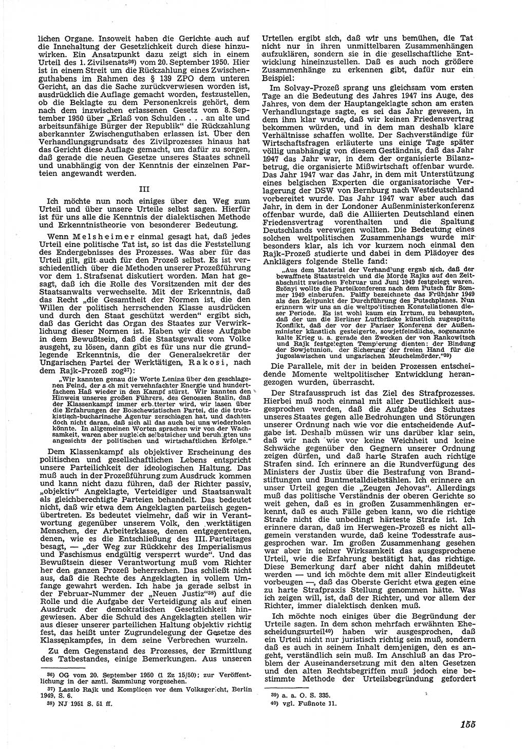 Neue Justiz (NJ), Zeitschrift für Recht und Rechtswissenschaft [Deutsche Demokratische Republik (DDR)], 5. Jahrgang 1951, Seite 155 (NJ DDR 1951, S. 155)