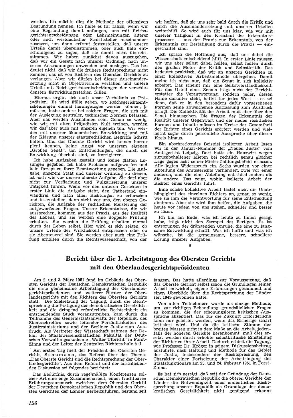 Neue Justiz (NJ), Zeitschrift für Recht und Rechtswissenschaft [Deutsche Demokratische Republik (DDR)], 5. Jahrgang 1951, Seite 156 (NJ DDR 1951, S. 156)