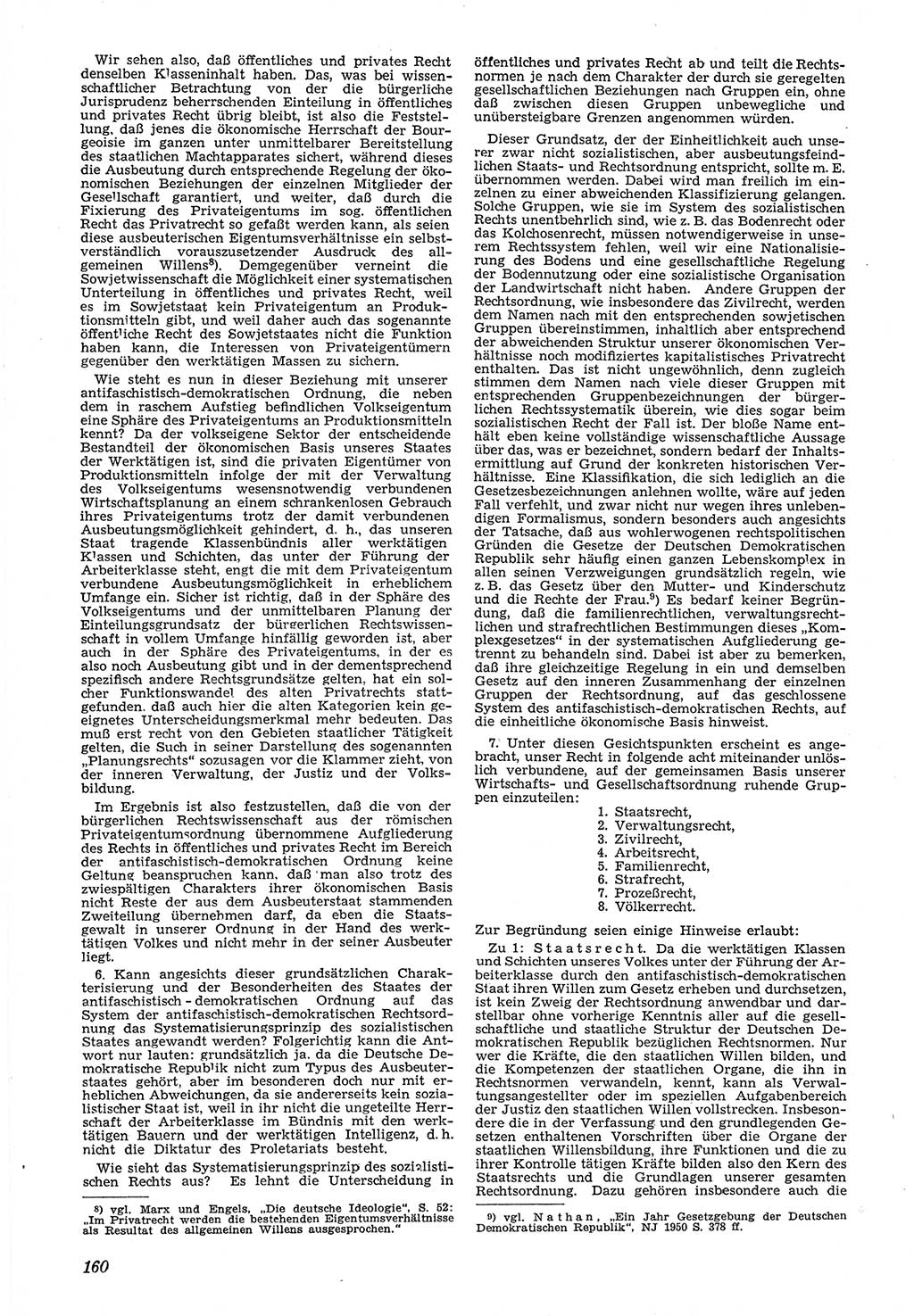 Neue Justiz (NJ), Zeitschrift für Recht und Rechtswissenschaft [Deutsche Demokratische Republik (DDR)], 5. Jahrgang 1951, Seite 160 (NJ DDR 1951, S. 160)