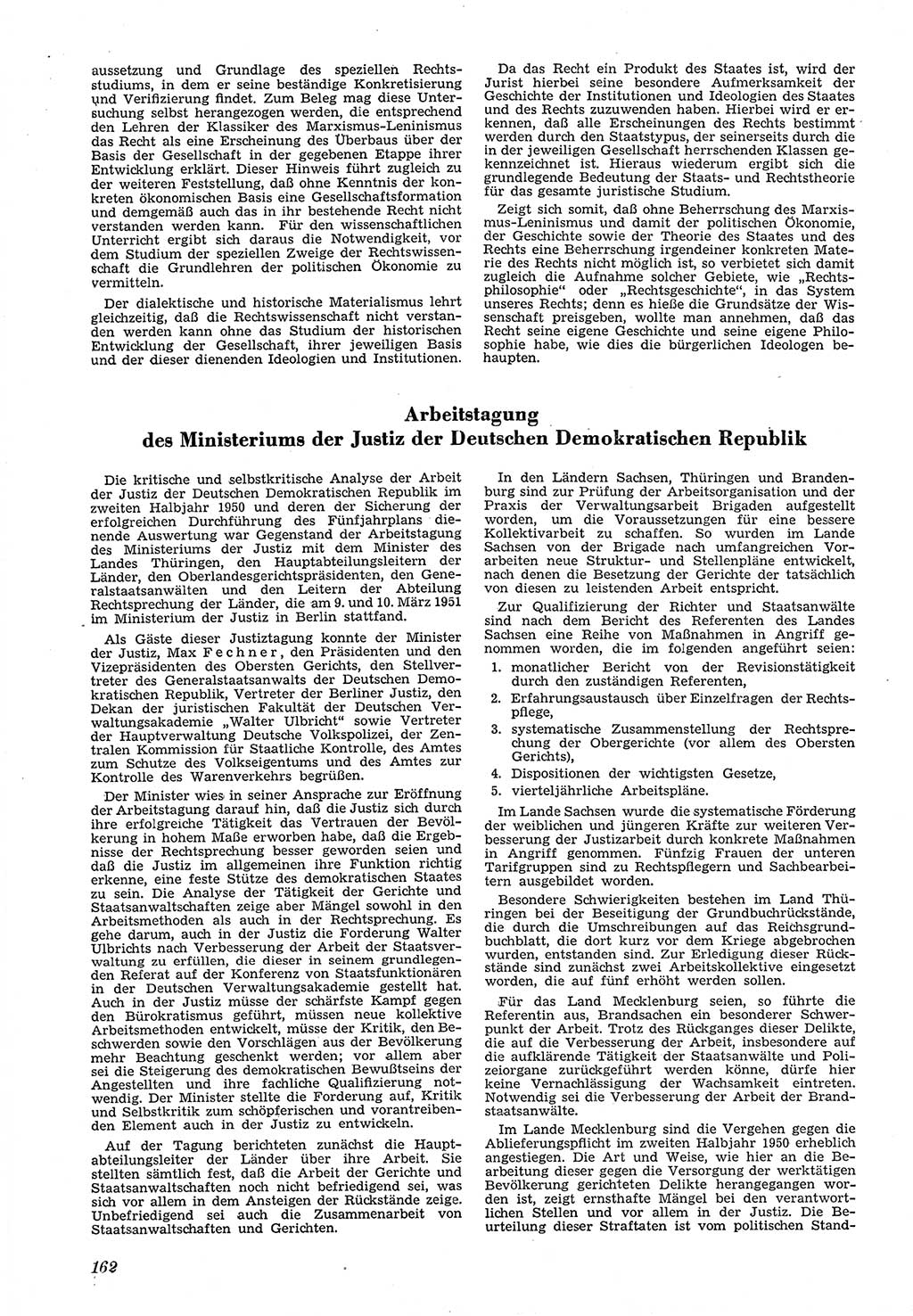 Neue Justiz (NJ), Zeitschrift für Recht und Rechtswissenschaft [Deutsche Demokratische Republik (DDR)], 5. Jahrgang 1951, Seite 162 (NJ DDR 1951, S. 162)