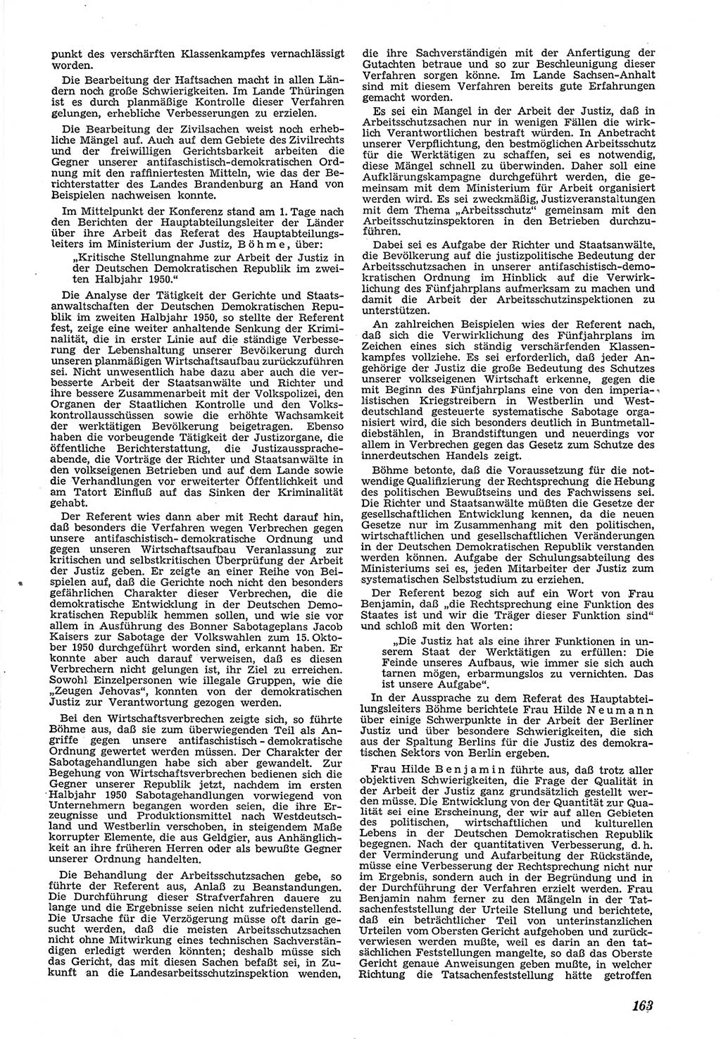 Neue Justiz (NJ), Zeitschrift für Recht und Rechtswissenschaft [Deutsche Demokratische Republik (DDR)], 5. Jahrgang 1951, Seite 163 (NJ DDR 1951, S. 163)