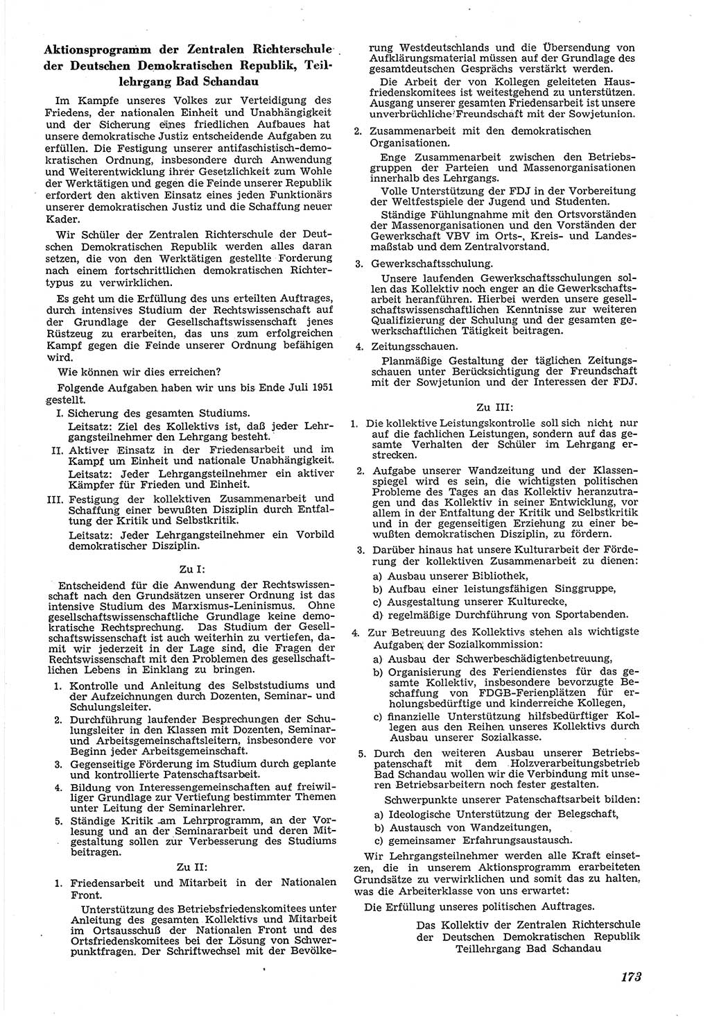 Neue Justiz (NJ), Zeitschrift für Recht und Rechtswissenschaft [Deutsche Demokratische Republik (DDR)], 5. Jahrgang 1951, Seite 173 (NJ DDR 1951, S. 173)