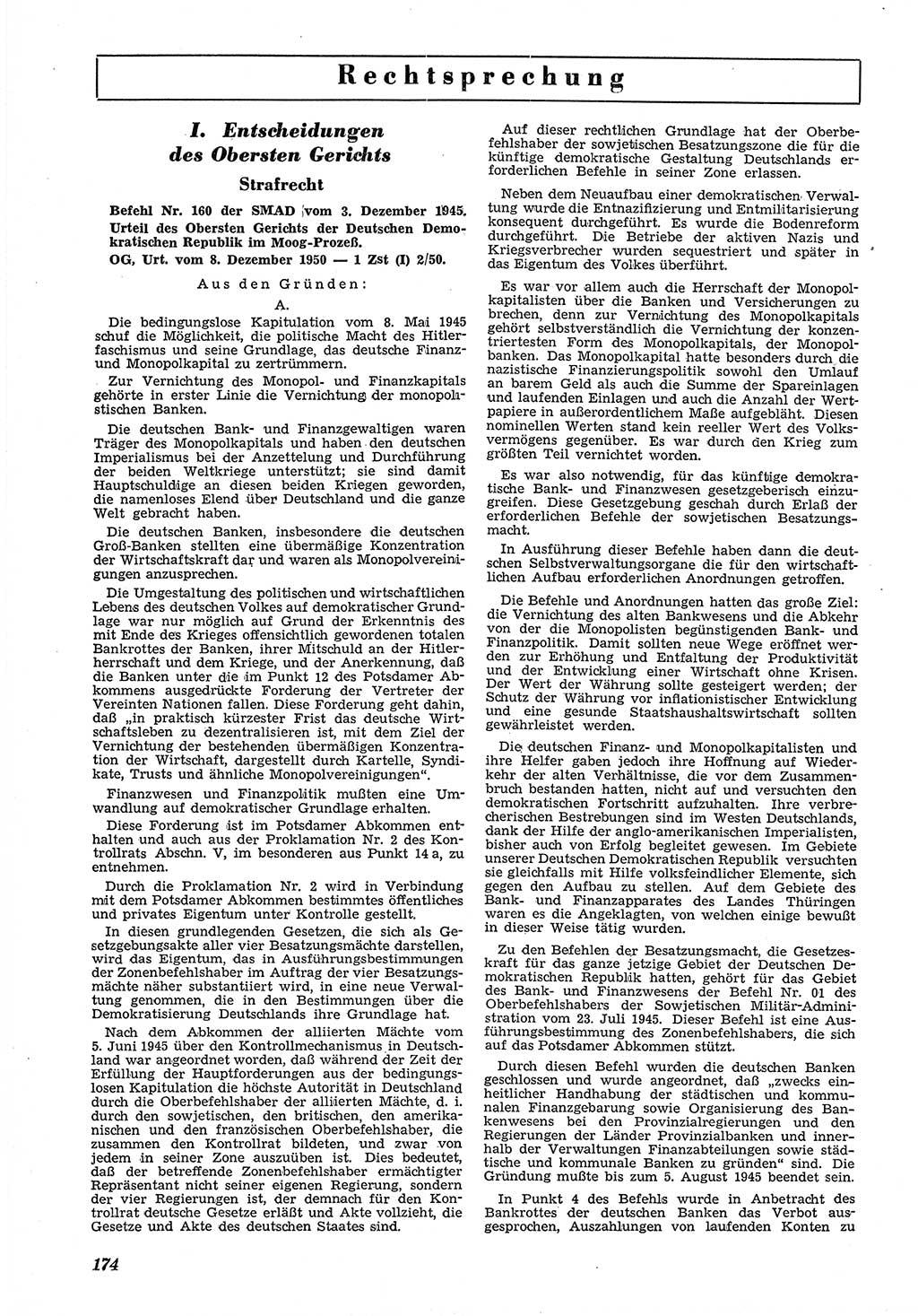 Neue Justiz (NJ), Zeitschrift für Recht und Rechtswissenschaft [Deutsche Demokratische Republik (DDR)], 5. Jahrgang 1951, Seite 174 (NJ DDR 1951, S. 174)