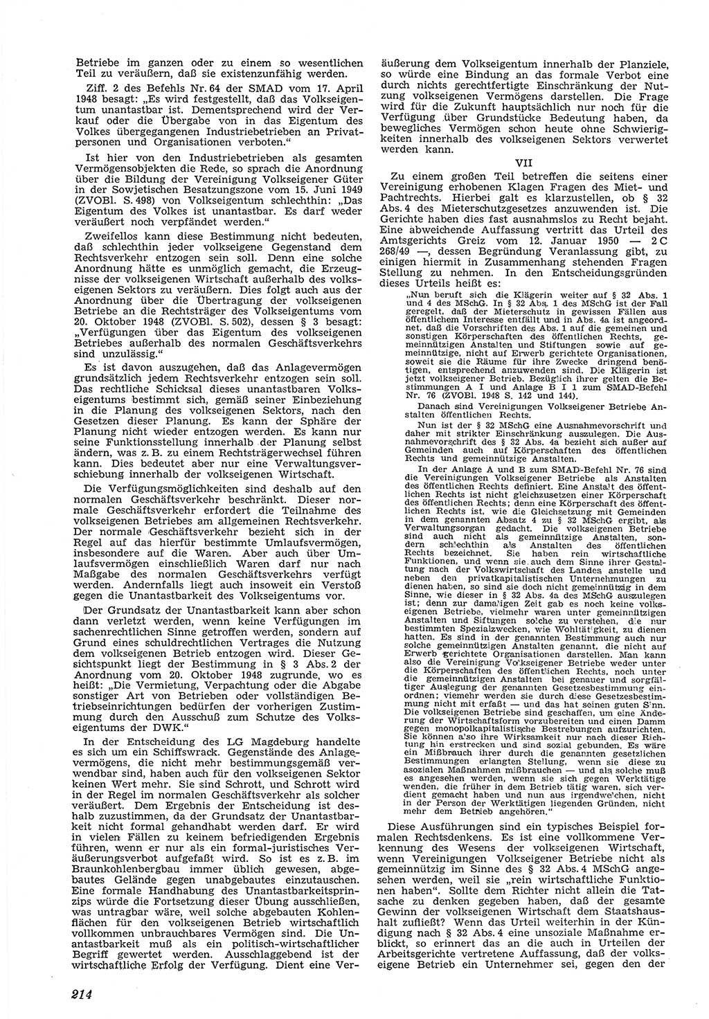 Neue Justiz (NJ), Zeitschrift für Recht und Rechtswissenschaft [Deutsche Demokratische Republik (DDR)], 5. Jahrgang 1951, Seite 214 (NJ DDR 1951, S. 214)