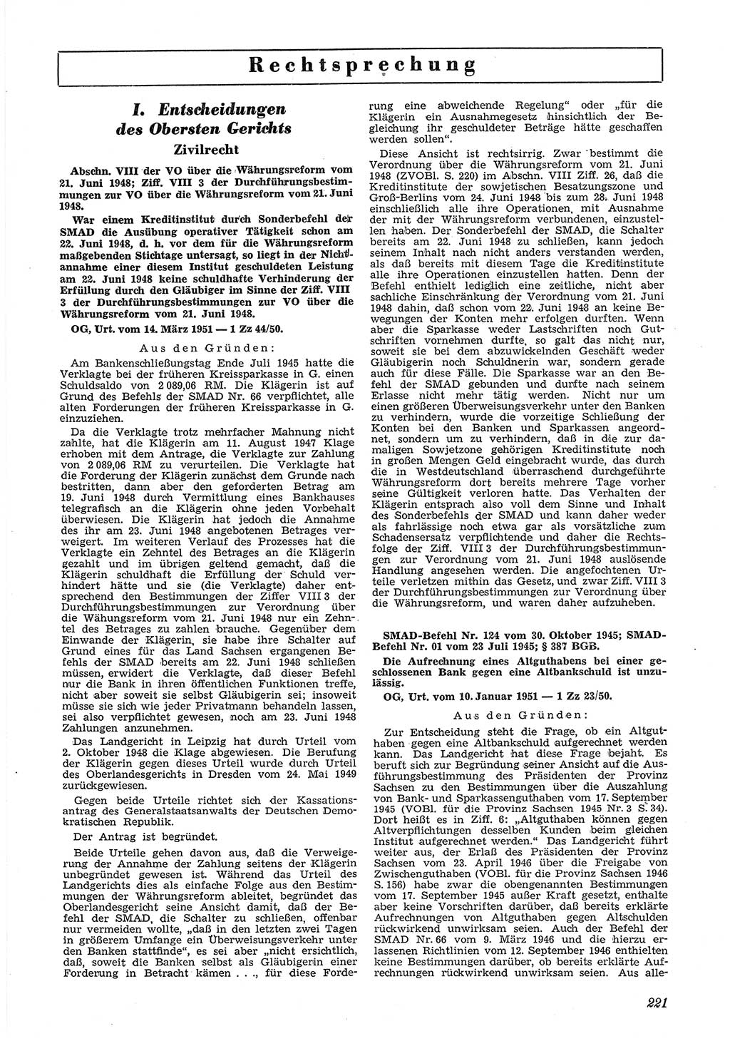 Neue Justiz (NJ), Zeitschrift für Recht und Rechtswissenschaft [Deutsche Demokratische Republik (DDR)], 5. Jahrgang 1951, Seite 221 (NJ DDR 1951, S. 221)