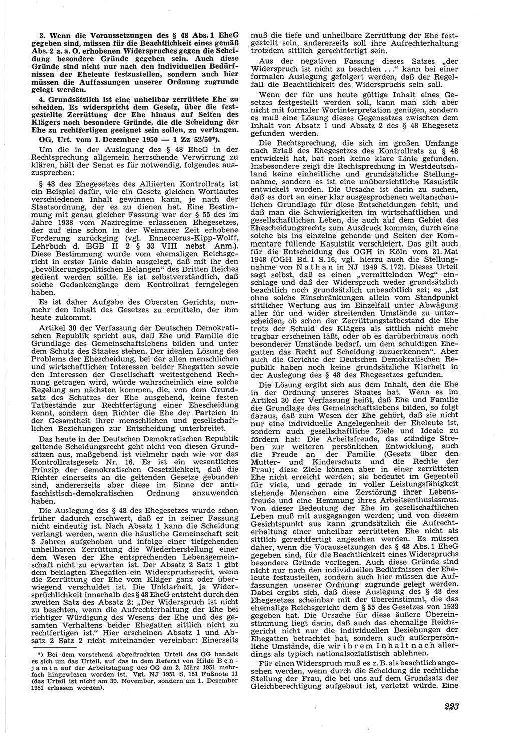Neue Justiz (NJ), Zeitschrift für Recht und Rechtswissenschaft [Deutsche Demokratische Republik (DDR)], 5. Jahrgang 1951, Seite 223 (NJ DDR 1951, S. 223)