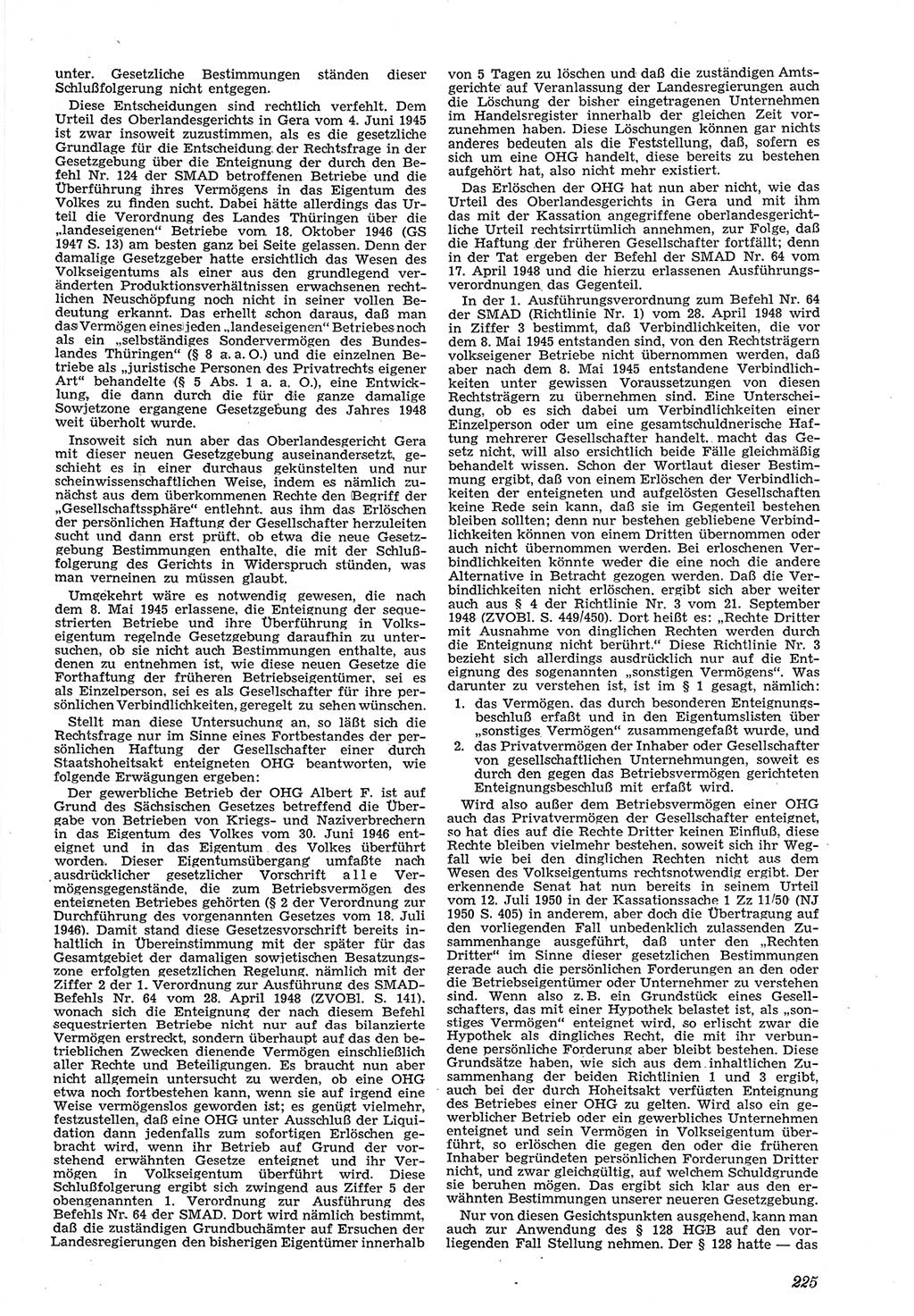 Neue Justiz (NJ), Zeitschrift für Recht und Rechtswissenschaft [Deutsche Demokratische Republik (DDR)], 5. Jahrgang 1951, Seite 225 (NJ DDR 1951, S. 225)