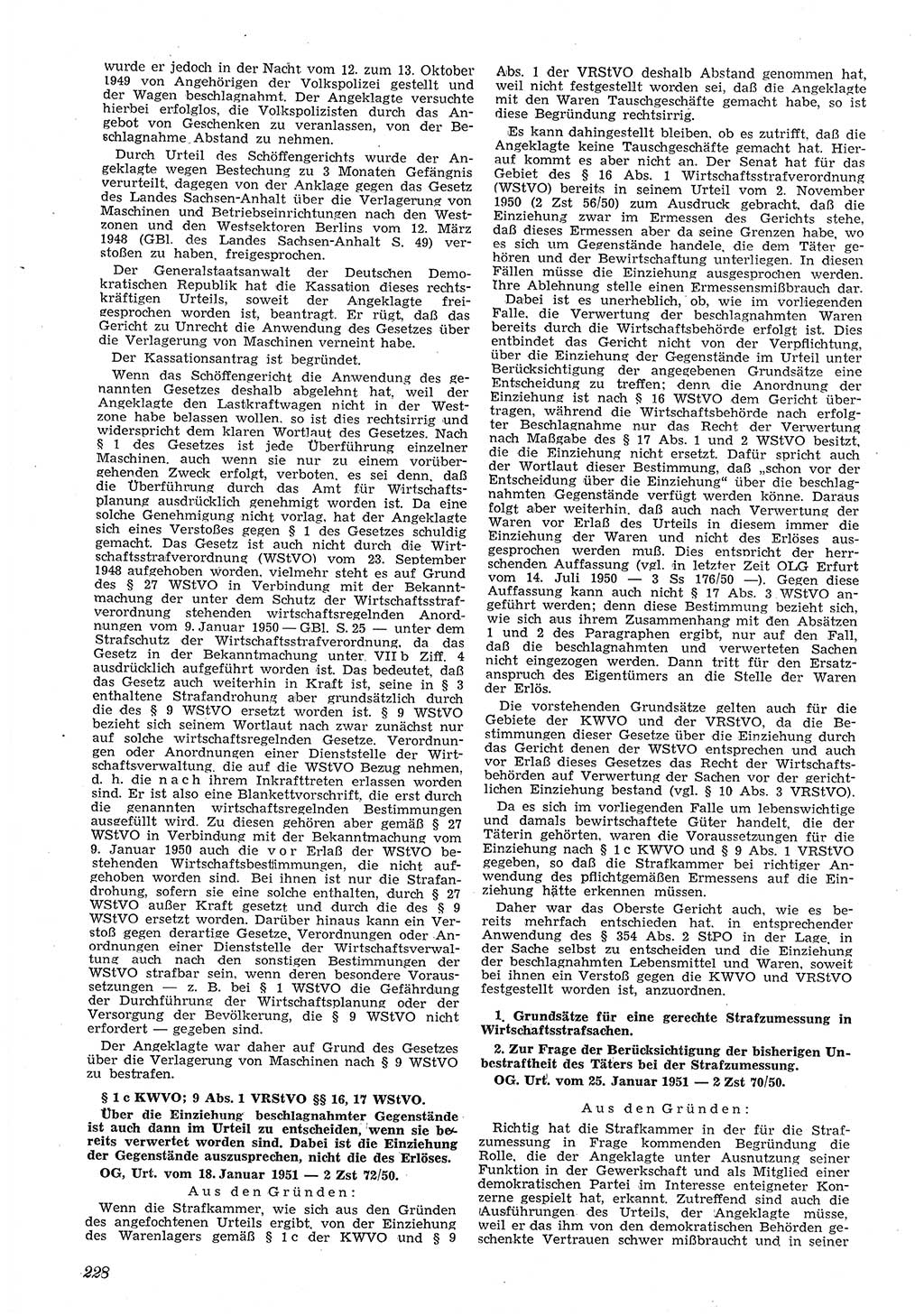 Neue Justiz (NJ), Zeitschrift für Recht und Rechtswissenschaft [Deutsche Demokratische Republik (DDR)], 5. Jahrgang 1951, Seite 228 (NJ DDR 1951, S. 228)