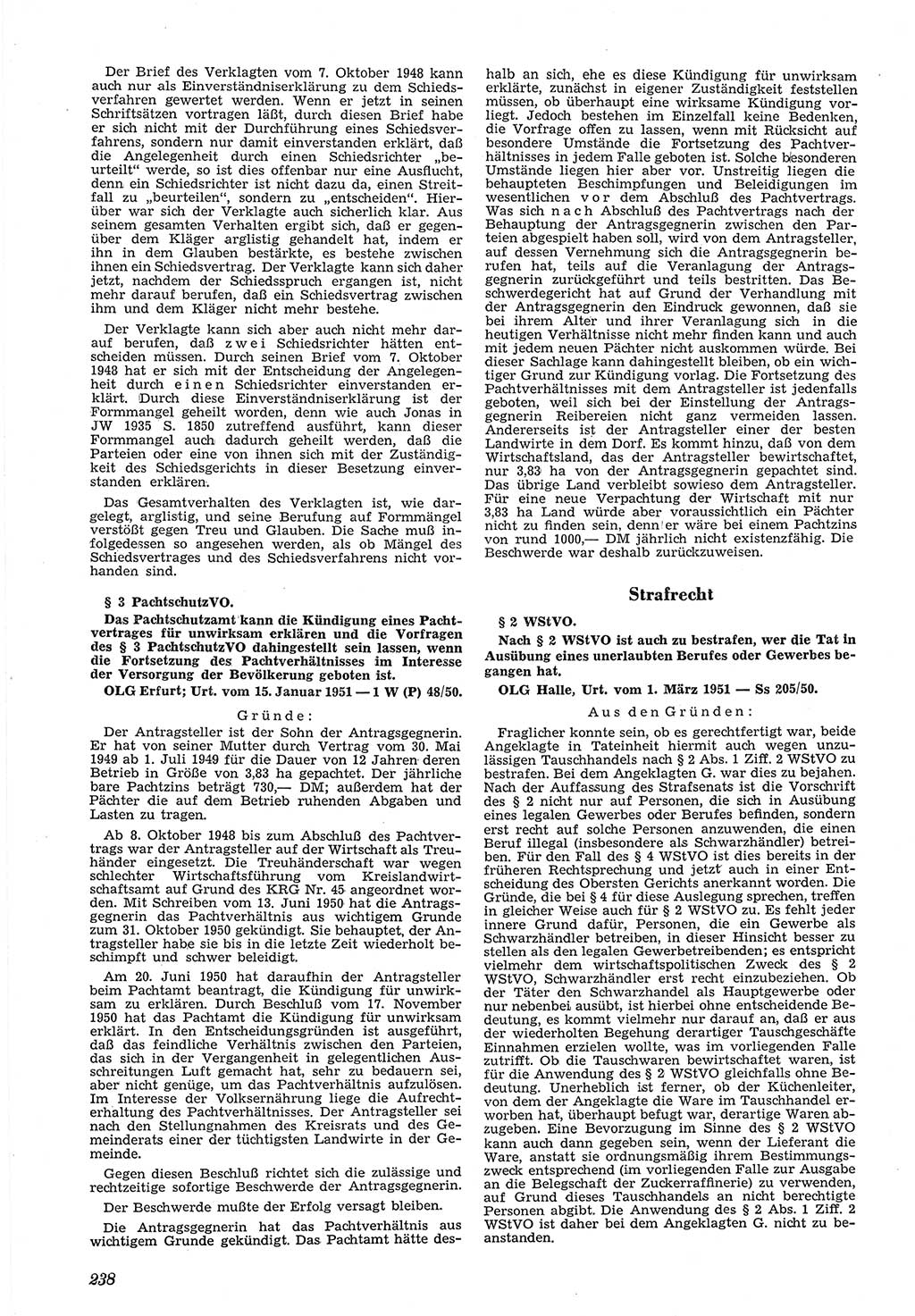 Neue Justiz (NJ), Zeitschrift für Recht und Rechtswissenschaft [Deutsche Demokratische Republik (DDR)], 5. Jahrgang 1951, Seite 238 (NJ DDR 1951, S. 238)