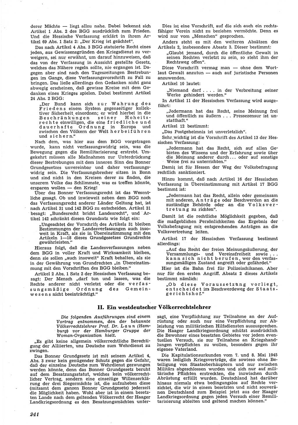 Neue Justiz (NJ), Zeitschrift für Recht und Rechtswissenschaft [Deutsche Demokratische Republik (DDR)], 5. Jahrgang 1951, Seite 244 (NJ DDR 1951, S. 244)