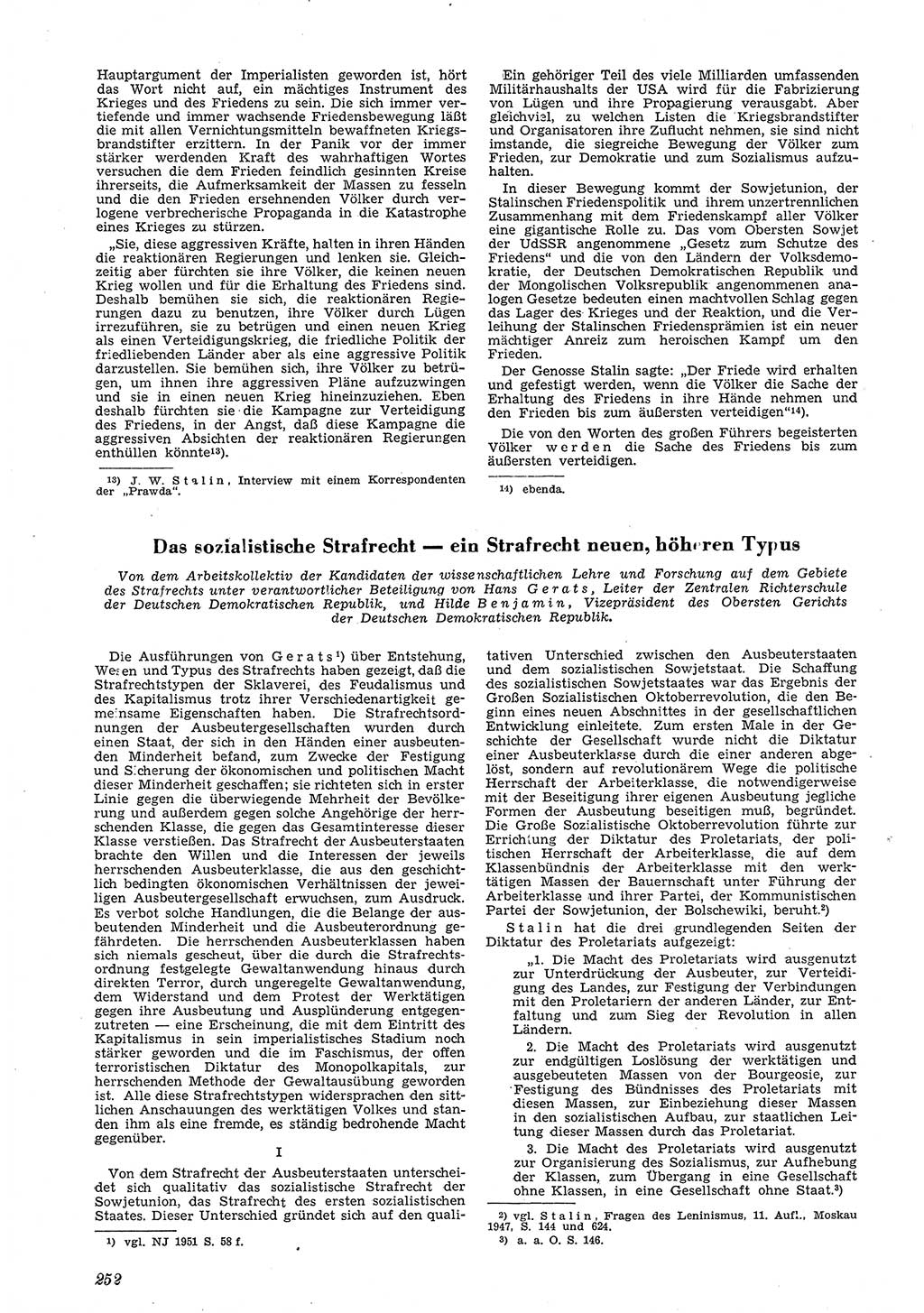Neue Justiz (NJ), Zeitschrift für Recht und Rechtswissenschaft [Deutsche Demokratische Republik (DDR)], 5. Jahrgang 1951, Seite 252 (NJ DDR 1951, S. 252)