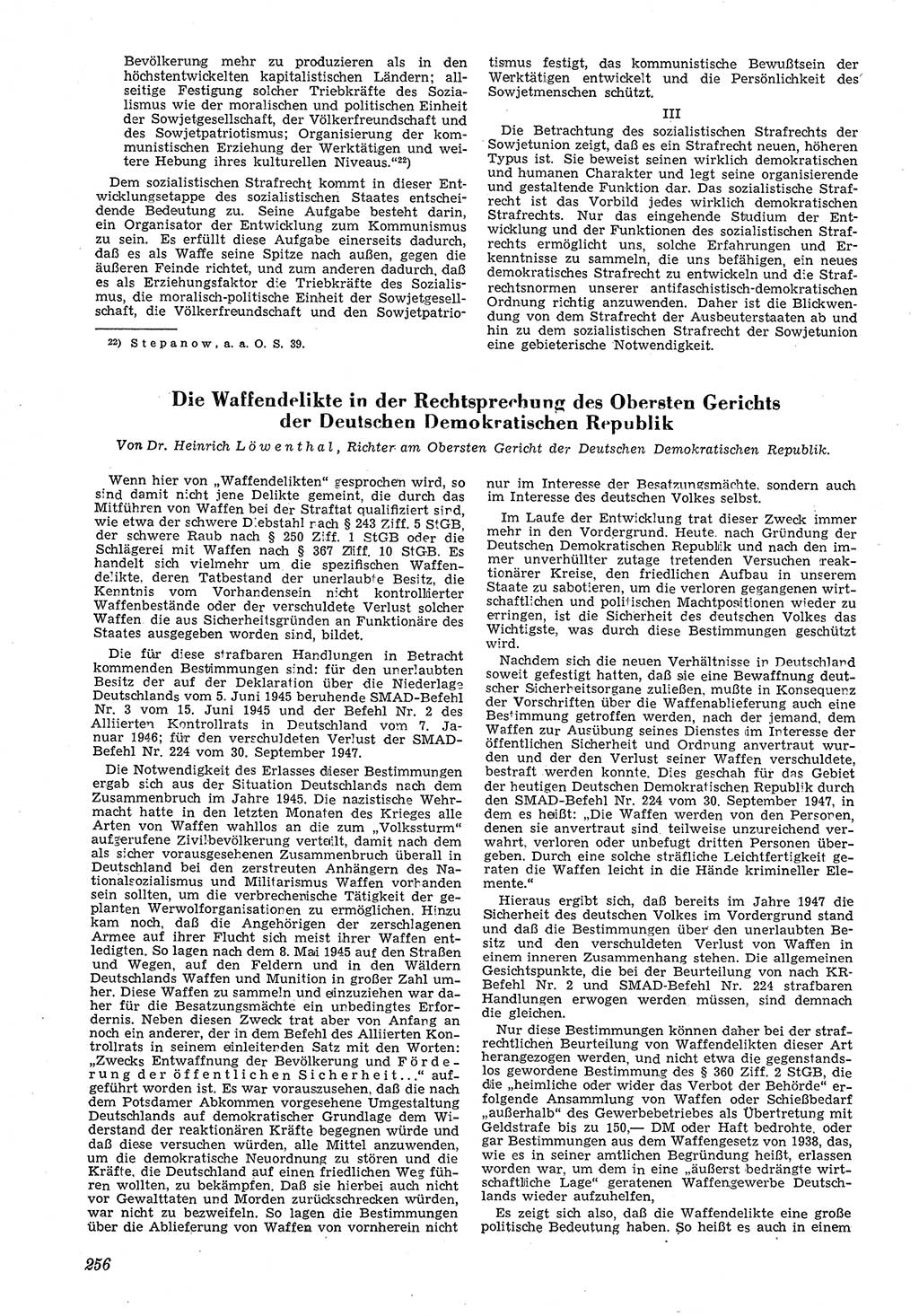 Neue Justiz (NJ), Zeitschrift für Recht und Rechtswissenschaft [Deutsche Demokratische Republik (DDR)], 5. Jahrgang 1951, Seite 256 (NJ DDR 1951, S. 256)