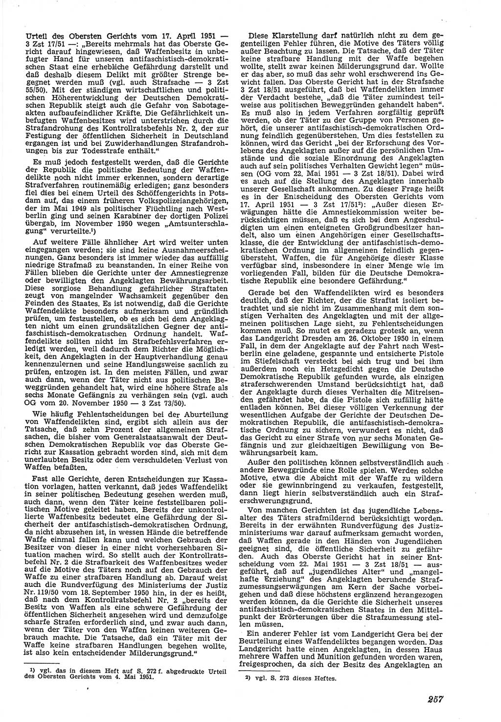 Neue Justiz (NJ), Zeitschrift für Recht und Rechtswissenschaft [Deutsche Demokratische Republik (DDR)], 5. Jahrgang 1951, Seite 257 (NJ DDR 1951, S. 257)