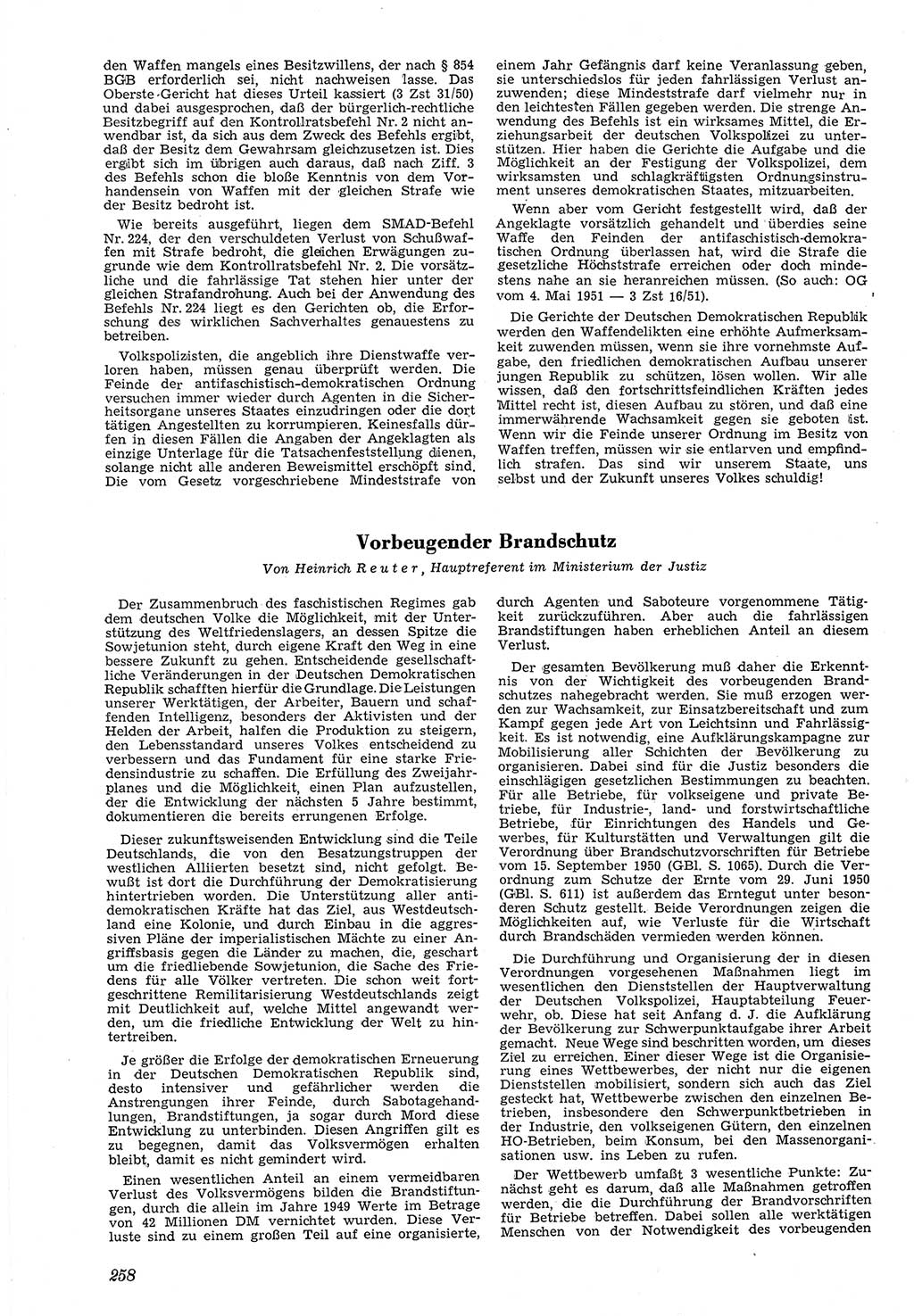 Neue Justiz (NJ), Zeitschrift für Recht und Rechtswissenschaft [Deutsche Demokratische Republik (DDR)], 5. Jahrgang 1951, Seite 258 (NJ DDR 1951, S. 258)