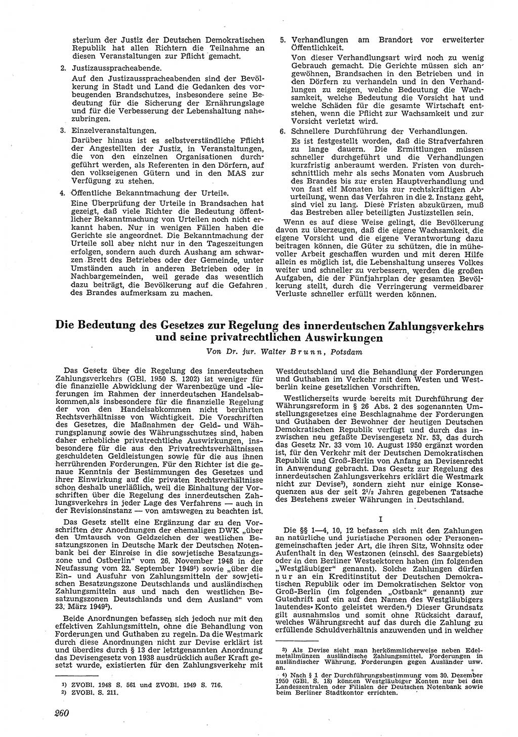 Neue Justiz (NJ), Zeitschrift für Recht und Rechtswissenschaft [Deutsche Demokratische Republik (DDR)], 5. Jahrgang 1951, Seite 260 (NJ DDR 1951, S. 260)