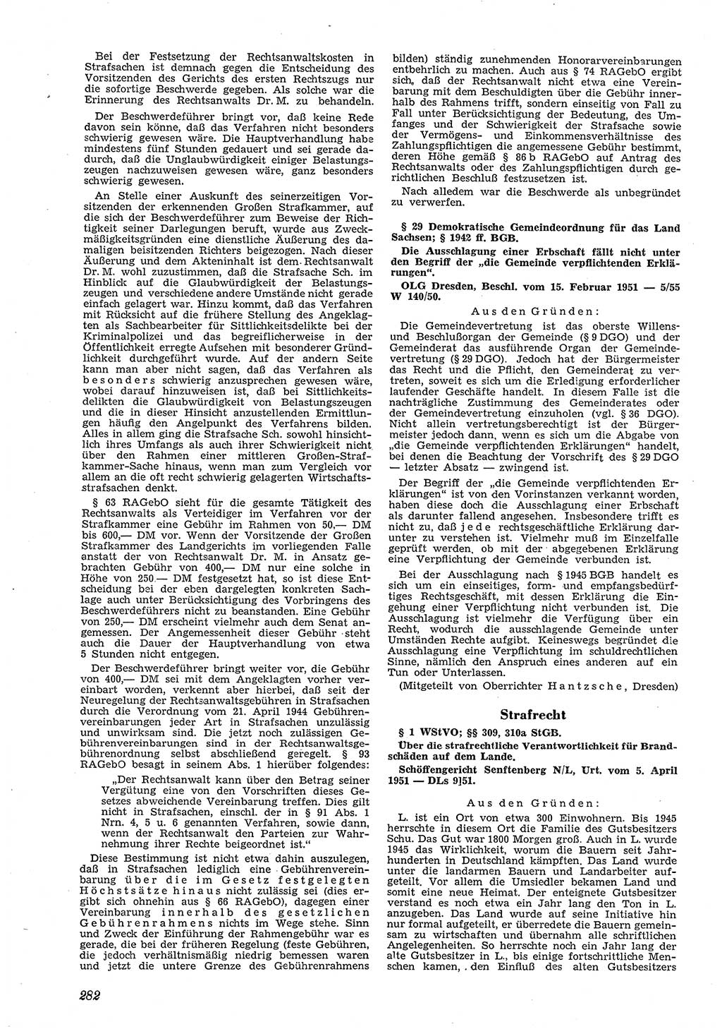 Neue Justiz (NJ), Zeitschrift für Recht und Rechtswissenschaft [Deutsche Demokratische Republik (DDR)], 5. Jahrgang 1951, Seite 282 (NJ DDR 1951, S. 282)