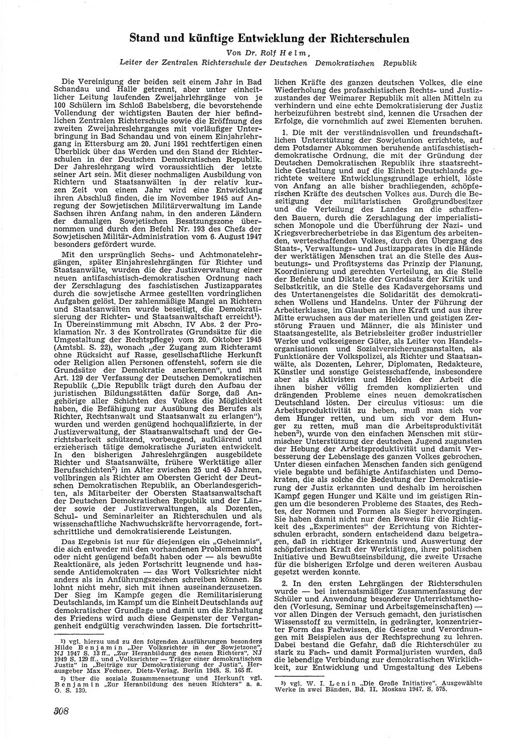 Neue Justiz (NJ), Zeitschrift für Recht und Rechtswissenschaft [Deutsche Demokratische Republik (DDR)], 5. Jahrgang 1951, Seite 308 (NJ DDR 1951, S. 308)