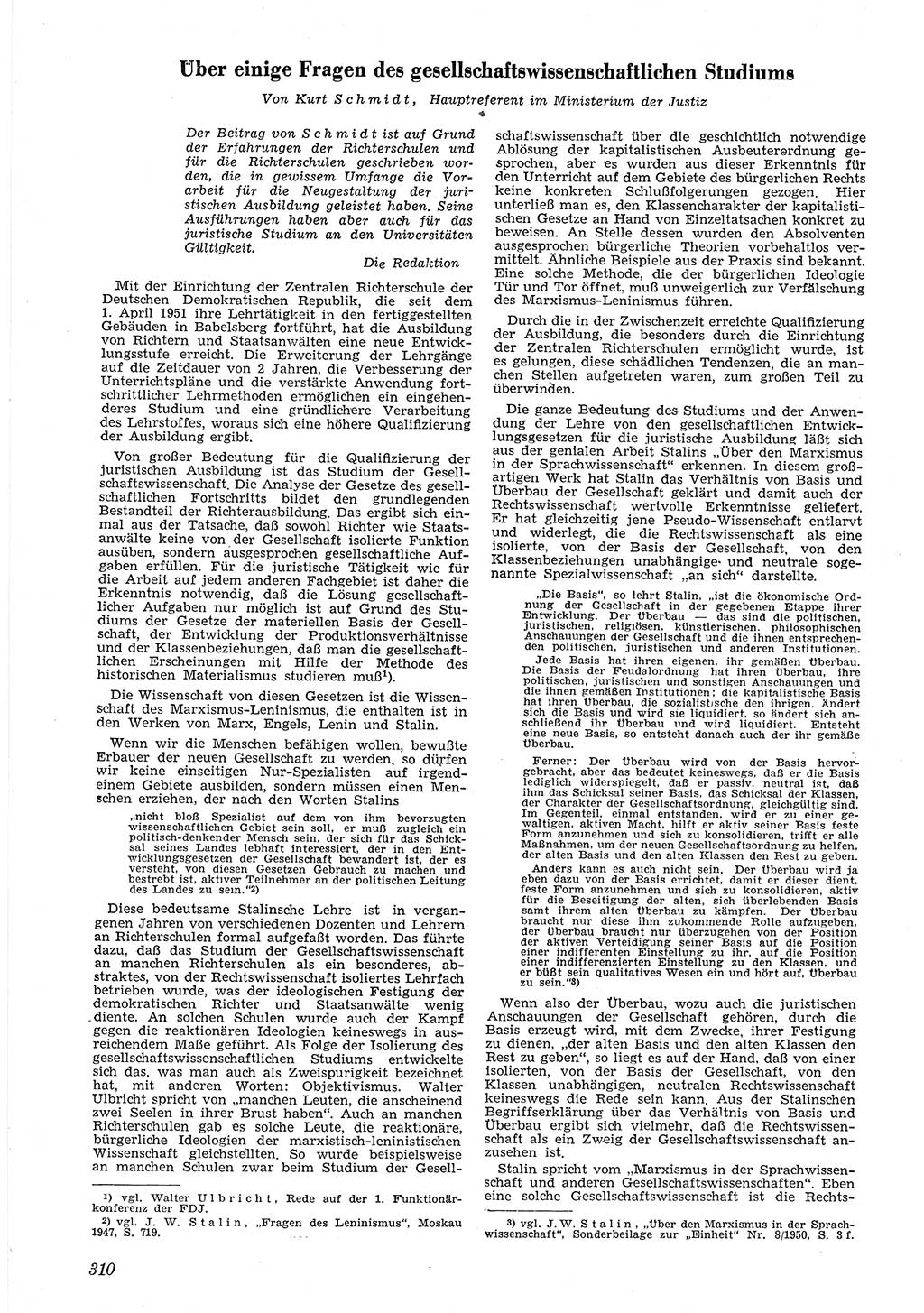Neue Justiz (NJ), Zeitschrift für Recht und Rechtswissenschaft [Deutsche Demokratische Republik (DDR)], 5. Jahrgang 1951, Seite 310 (NJ DDR 1951, S. 310)