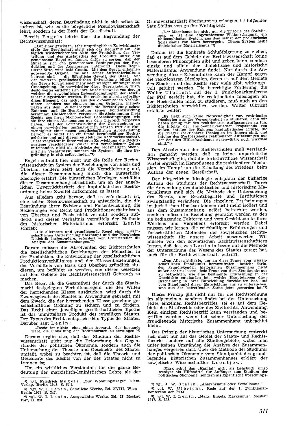 Neue Justiz (NJ), Zeitschrift für Recht und Rechtswissenschaft [Deutsche Demokratische Republik (DDR)], 5. Jahrgang 1951, Seite 311 (NJ DDR 1951, S. 311)