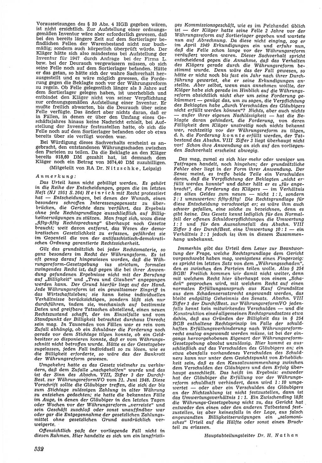 Neue Justiz (NJ), Zeitschrift für Recht und Rechtswissenschaft [Deutsche Demokratische Republik (DDR)], 5. Jahrgang 1951, Seite 332 (NJ DDR 1951, S. 332)