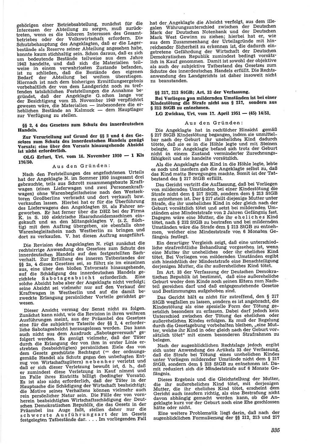 Neue Justiz (NJ), Zeitschrift für Recht und Rechtswissenschaft [Deutsche Demokratische Republik (DDR)], 5. Jahrgang 1951, Seite 335 (NJ DDR 1951, S. 335)