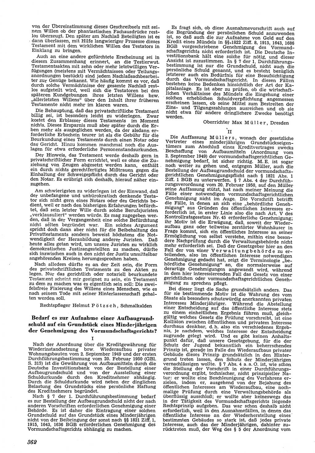 Neue Justiz (NJ), Zeitschrift für Recht und Rechtswissenschaft [Deutsche Demokratische Republik (DDR)], 5. Jahrgang 1951, Seite 362 (NJ DDR 1951, S. 362)