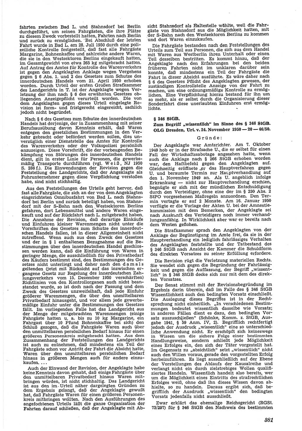 Neue Justiz (NJ), Zeitschrift für Recht und Rechtswissenschaft [Deutsche Demokratische Republik (DDR)], 5. Jahrgang 1951, Seite 381 (NJ DDR 1951, S. 381)