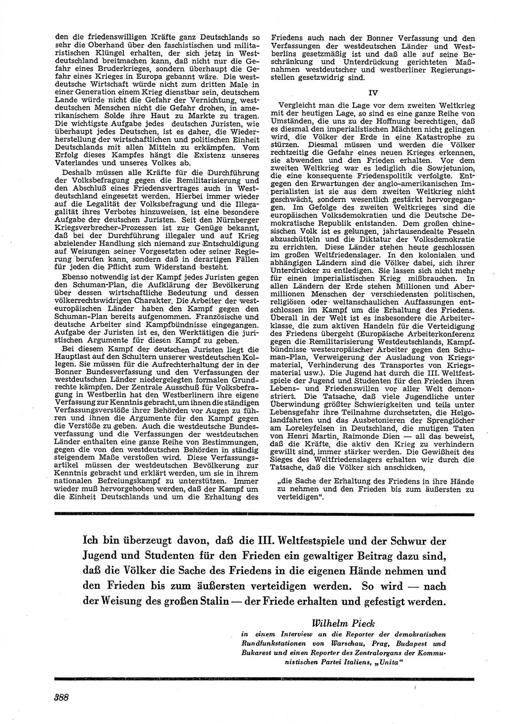 Neue Justiz (NJ), Zeitschrift für Recht und Rechtswissenschaft [Deutsche Demokratische Republik (DDR)], 5. Jahrgang 1951, Seite 388 (NJ DDR 1951, S. 388)