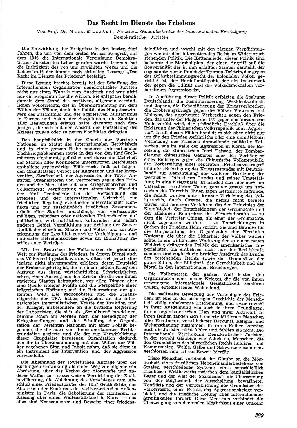Neue Justiz (NJ), Zeitschrift für Recht und Rechtswissenschaft [Deutsche Demokratische Republik (DDR)], 5. Jahrgang 1951, Seite 389 (NJ DDR 1951, S. 389)