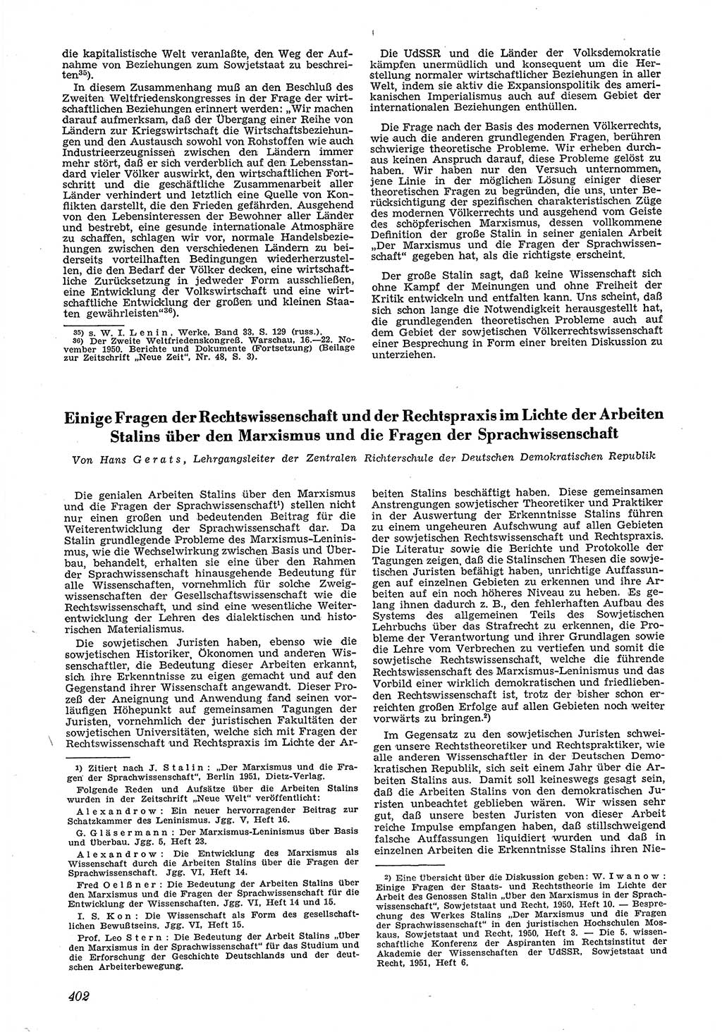 Neue Justiz (NJ), Zeitschrift für Recht und Rechtswissenschaft [Deutsche Demokratische Republik (DDR)], 5. Jahrgang 1951, Seite 402 (NJ DDR 1951, S. 402)