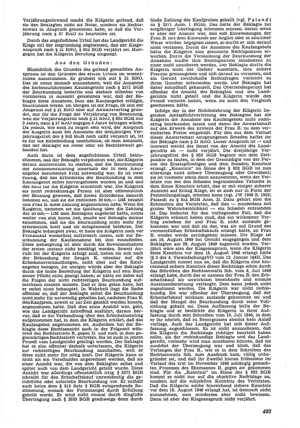 Neue Justiz (NJ), Zeitschrift für Recht und Rechtswissenschaft [Deutsche Demokratische Republik (DDR)], 5. Jahrgang 1951, Seite 423 (NJ DDR 1951, S. 423)