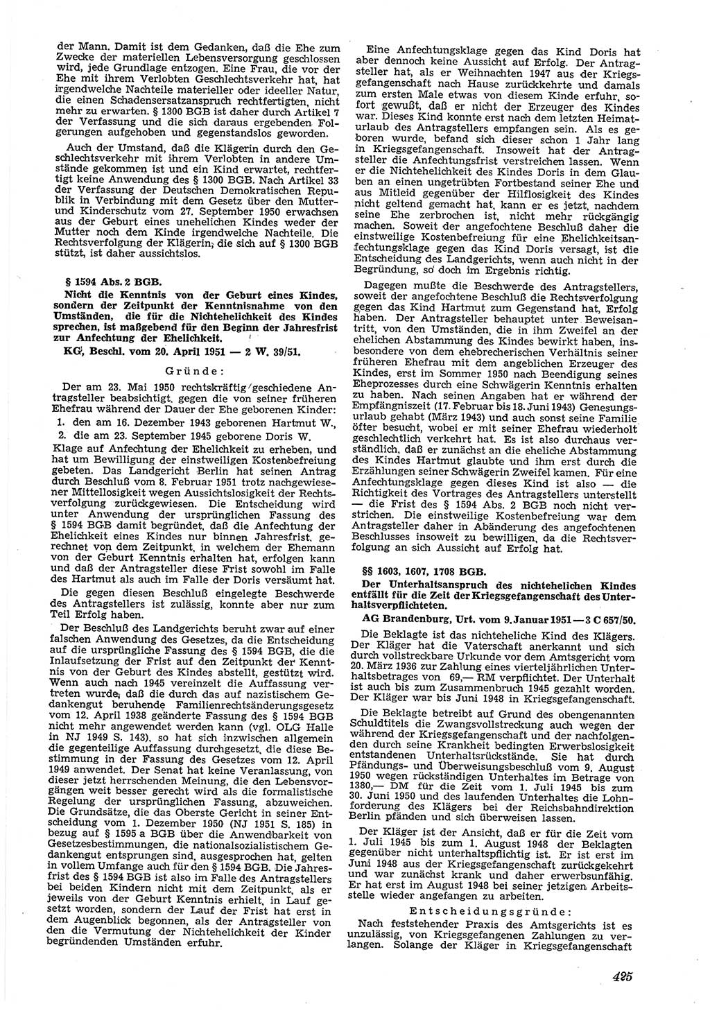 Neue Justiz (NJ), Zeitschrift für Recht und Rechtswissenschaft [Deutsche Demokratische Republik (DDR)], 5. Jahrgang 1951, Seite 425 (NJ DDR 1951, S. 425)