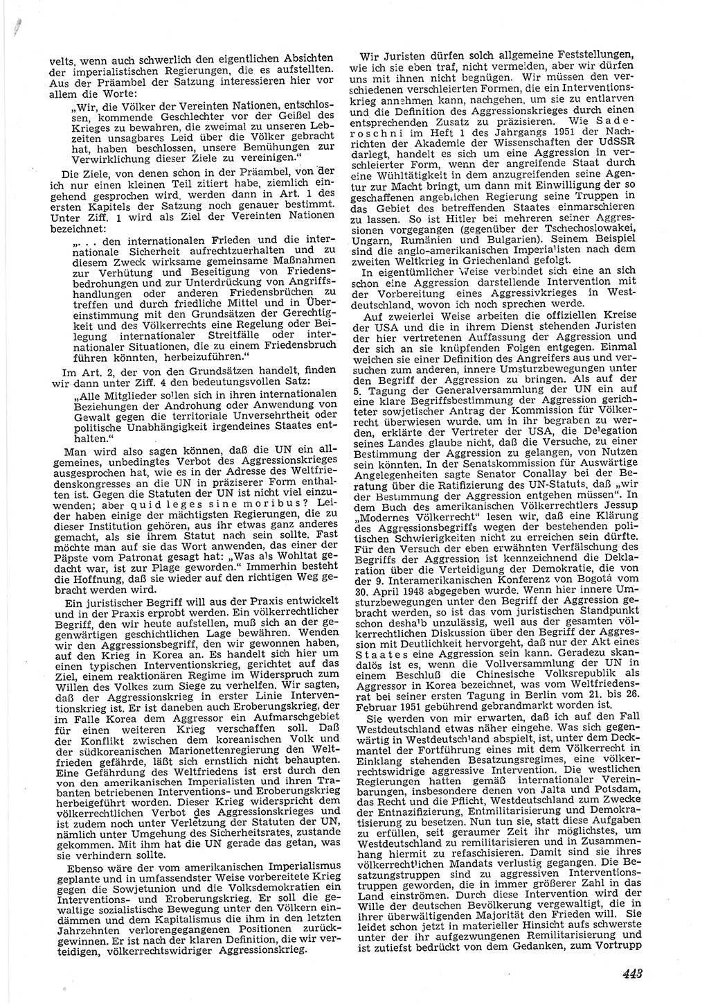 Neue Justiz (NJ), Zeitschrift für Recht und Rechtswissenschaft [Deutsche Demokratische Republik (DDR)], 5. Jahrgang 1951, Seite 443 (NJ DDR 1951, S. 443)