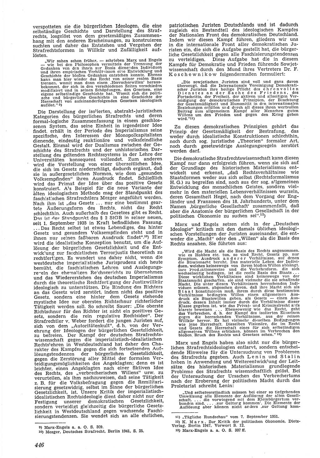 Neue Justiz (NJ), Zeitschrift für Recht und Rechtswissenschaft [Deutsche Demokratische Republik (DDR)], 5. Jahrgang 1951, Seite 446 (NJ DDR 1951, S. 446)