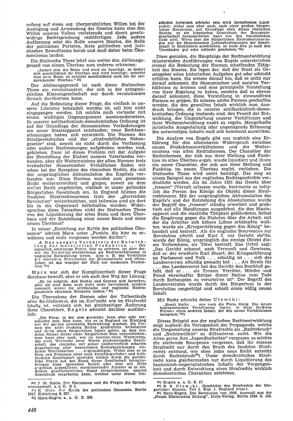 Neue Justiz (NJ), Zeitschrift für Recht und Rechtswissenschaft [Deutsche Demokratische Republik (DDR)], 5. Jahrgang 1951, Seite 448 (NJ DDR 1951, S. 448)