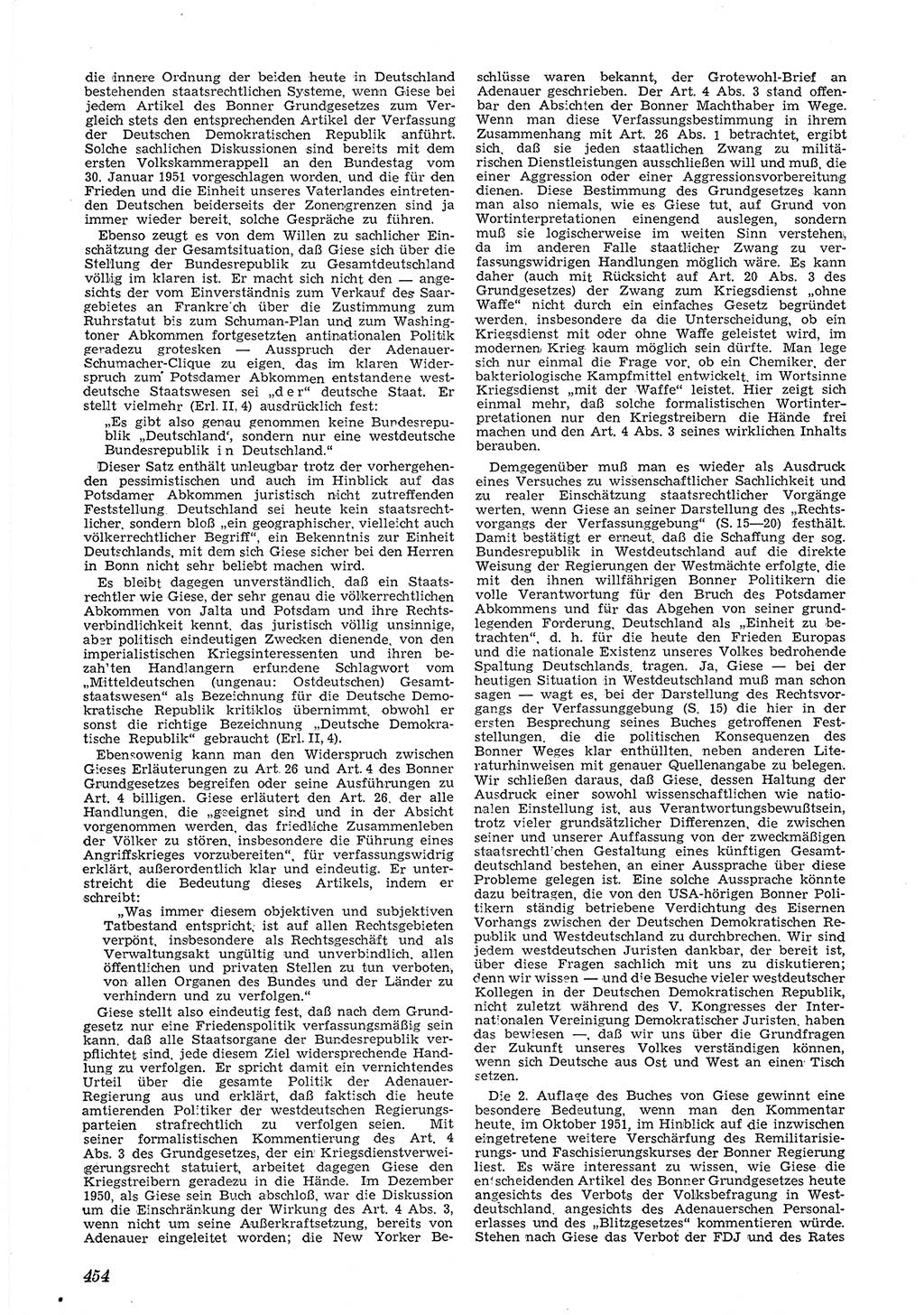 Neue Justiz (NJ), Zeitschrift für Recht und Rechtswissenschaft [Deutsche Demokratische Republik (DDR)], 5. Jahrgang 1951, Seite 454 (NJ DDR 1951, S. 454)