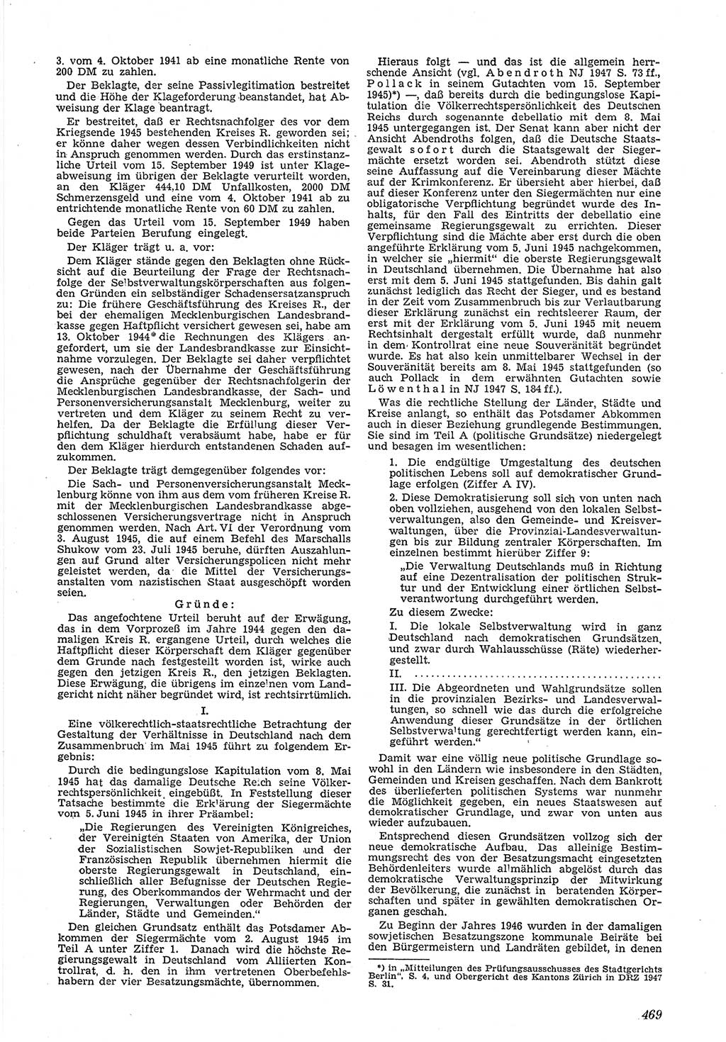Neue Justiz (NJ), Zeitschrift für Recht und Rechtswissenschaft [Deutsche Demokratische Republik (DDR)], 5. Jahrgang 1951, Seite 469 (NJ DDR 1951, S. 469)