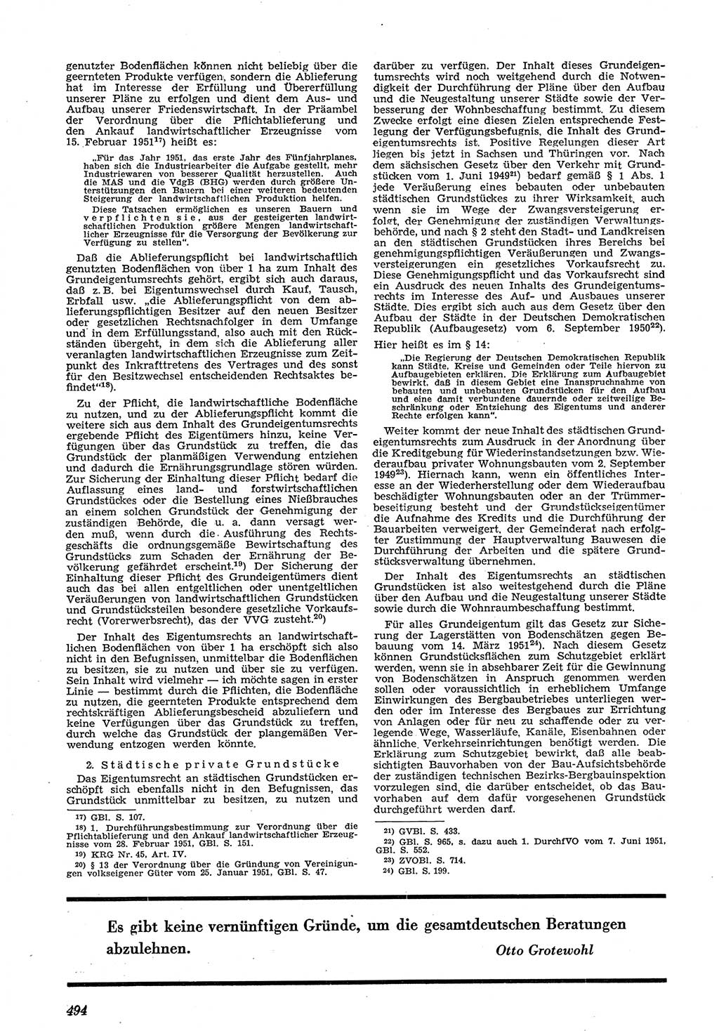 Neue Justiz (NJ), Zeitschrift für Recht und Rechtswissenschaft [Deutsche Demokratische Republik (DDR)], 5. Jahrgang 1951, Seite 494 (NJ DDR 1951, S. 494)