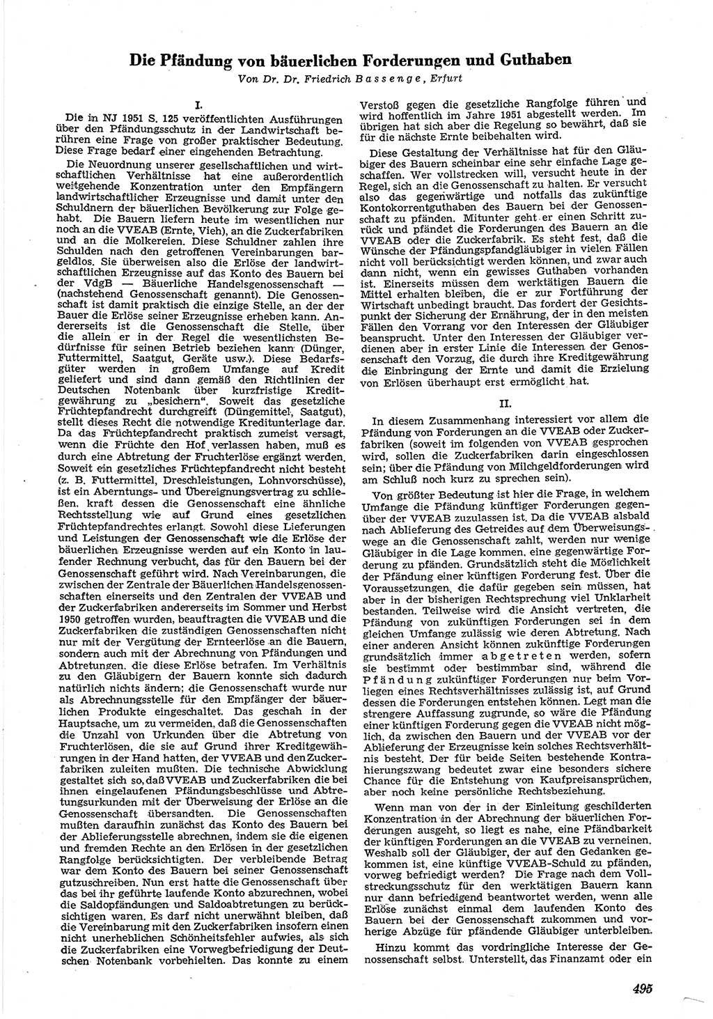 Neue Justiz (NJ), Zeitschrift für Recht und Rechtswissenschaft [Deutsche Demokratische Republik (DDR)], 5. Jahrgang 1951, Seite 495 (NJ DDR 1951, S. 495)