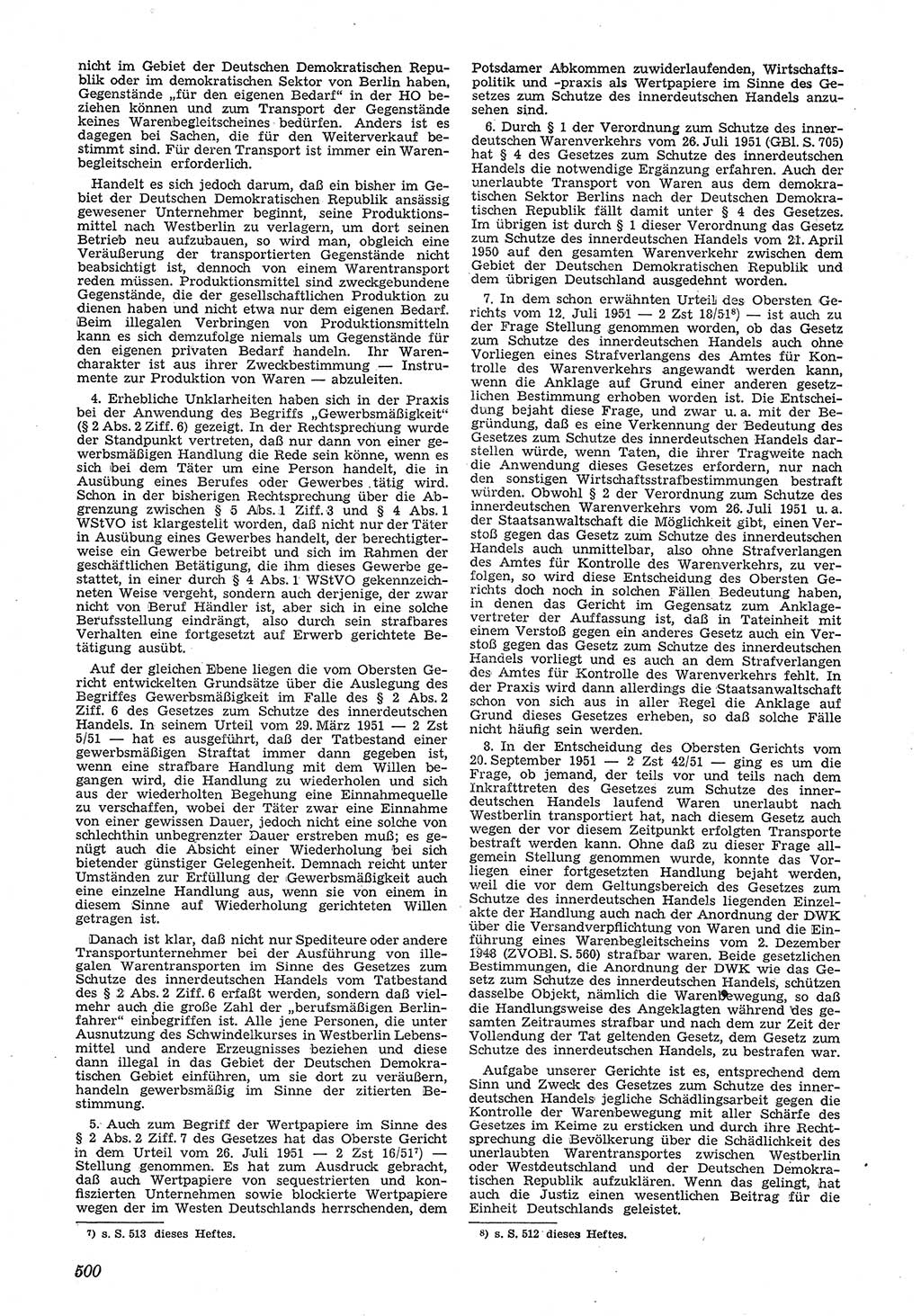 Neue Justiz (NJ), Zeitschrift für Recht und Rechtswissenschaft [Deutsche Demokratische Republik (DDR)], 5. Jahrgang 1951, Seite 500 (NJ DDR 1951, S. 500)