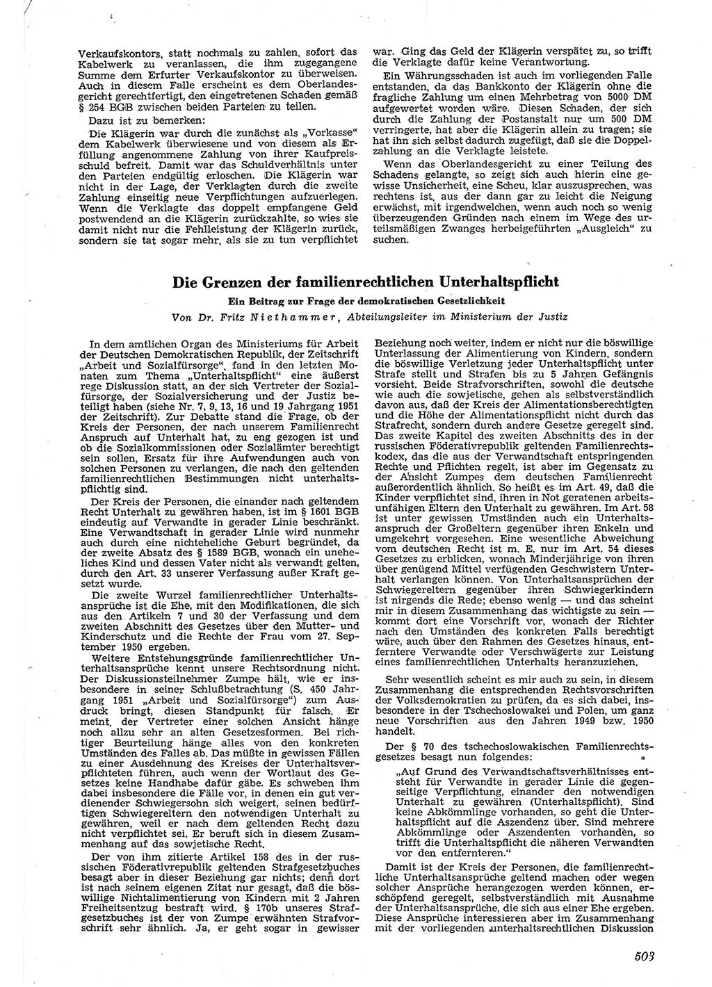 Neue Justiz (NJ), Zeitschrift für Recht und Rechtswissenschaft [Deutsche Demokratische Republik (DDR)], 5. Jahrgang 1951, Seite 503 (NJ DDR 1951, S. 503)