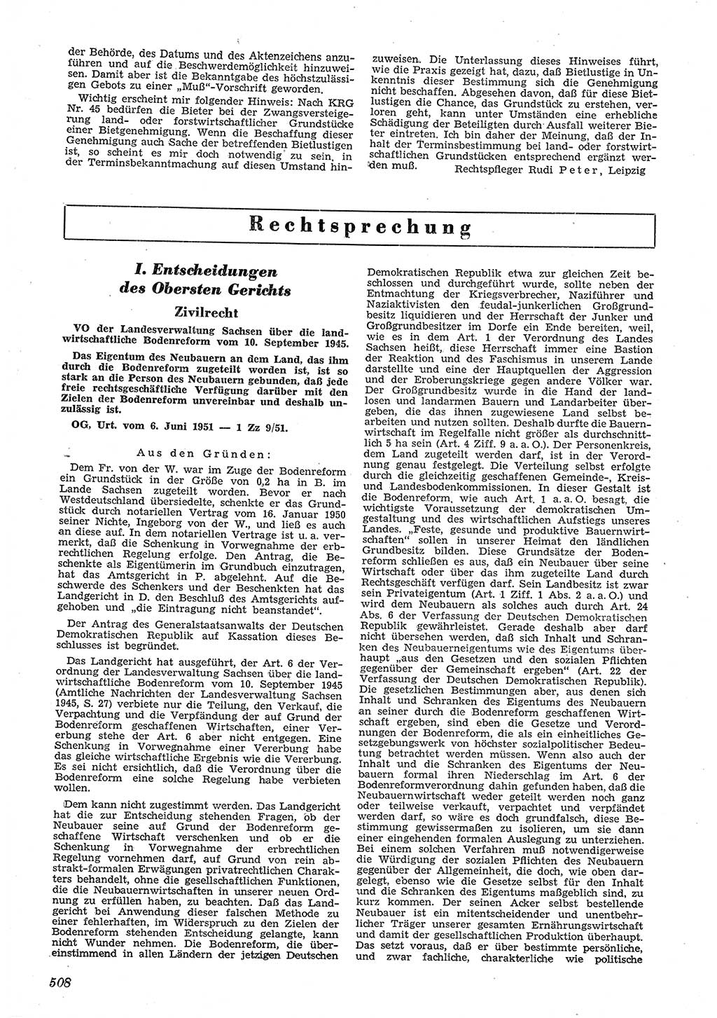 Neue Justiz (NJ), Zeitschrift für Recht und Rechtswissenschaft [Deutsche Demokratische Republik (DDR)], 5. Jahrgang 1951, Seite 508 (NJ DDR 1951, S. 508)