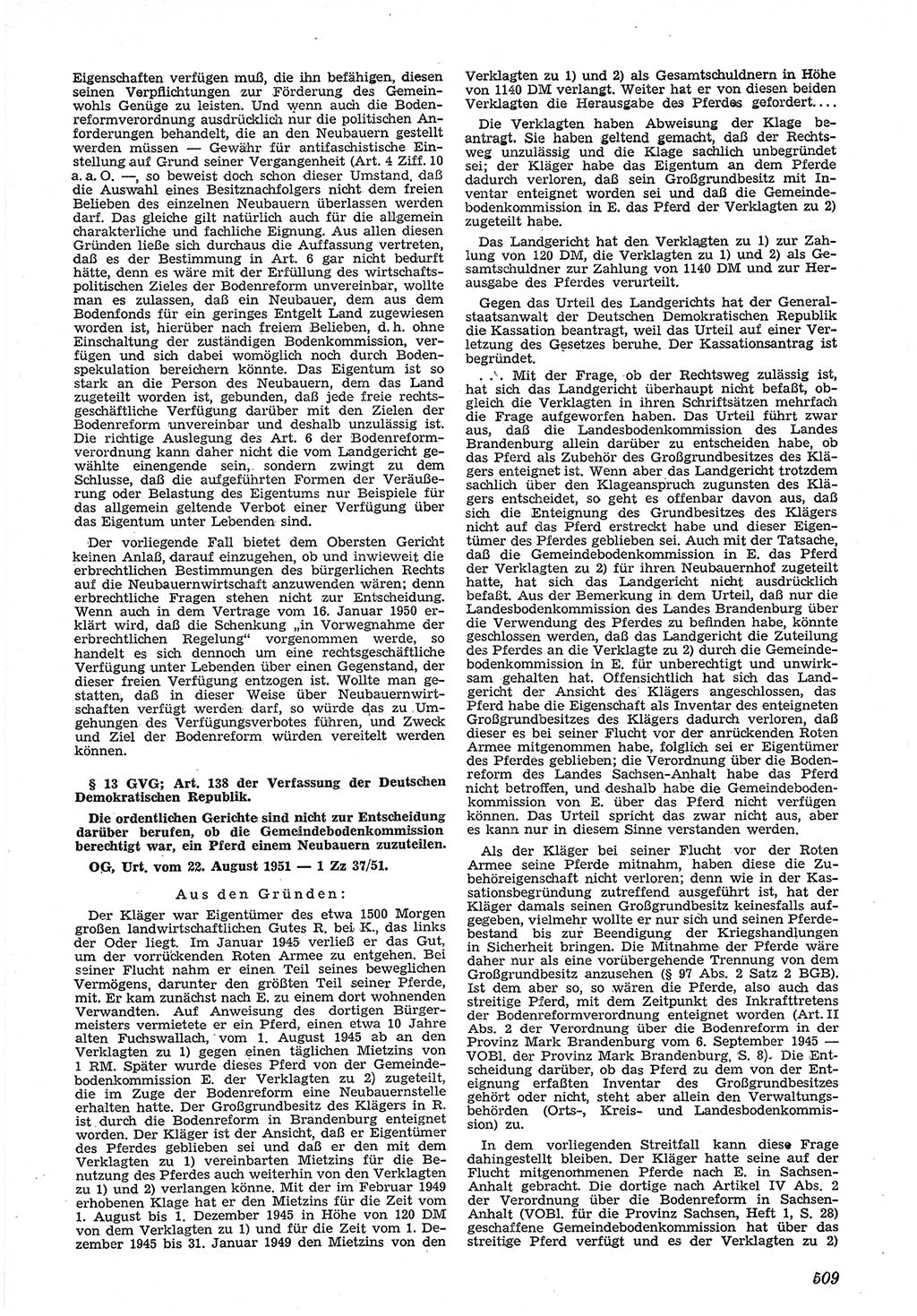 Neue Justiz (NJ), Zeitschrift für Recht und Rechtswissenschaft [Deutsche Demokratische Republik (DDR)], 5. Jahrgang 1951, Seite 509 (NJ DDR 1951, S. 509)