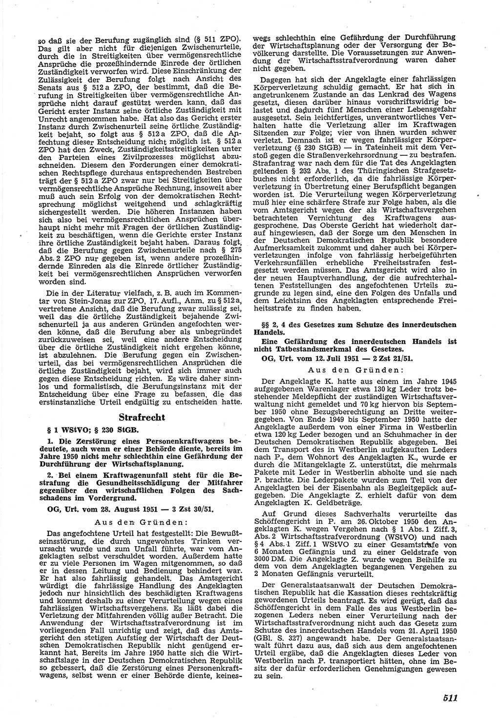 Neue Justiz (NJ), Zeitschrift für Recht und Rechtswissenschaft [Deutsche Demokratische Republik (DDR)], 5. Jahrgang 1951, Seite 511 (NJ DDR 1951, S. 511)