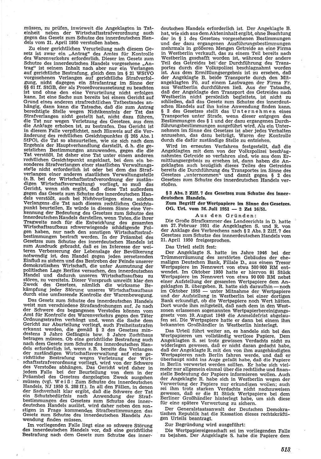Neue Justiz (NJ), Zeitschrift für Recht und Rechtswissenschaft [Deutsche Demokratische Republik (DDR)], 5. Jahrgang 1951, Seite 513 (NJ DDR 1951, S. 513)